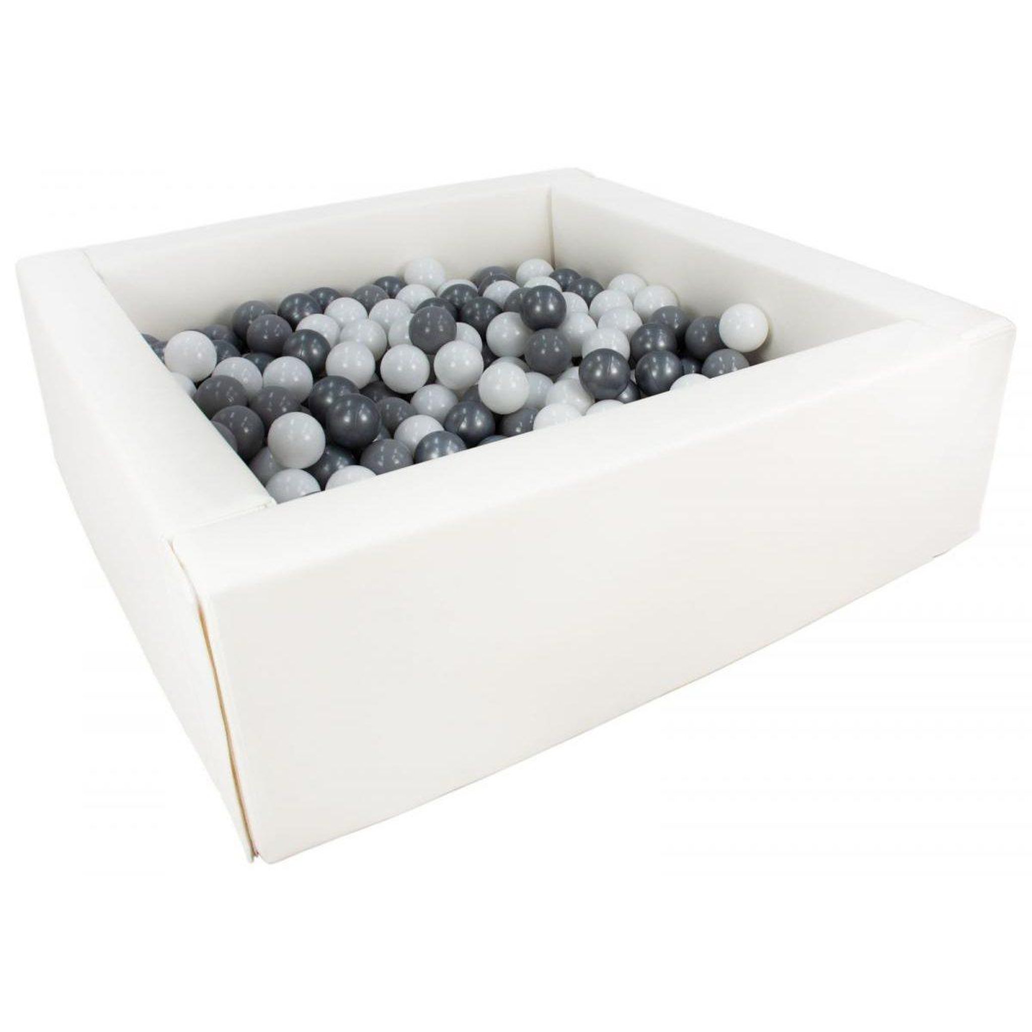 VELINDA Piscine à balles carrée avec 300 balles - blanc/blanc, gris, argent