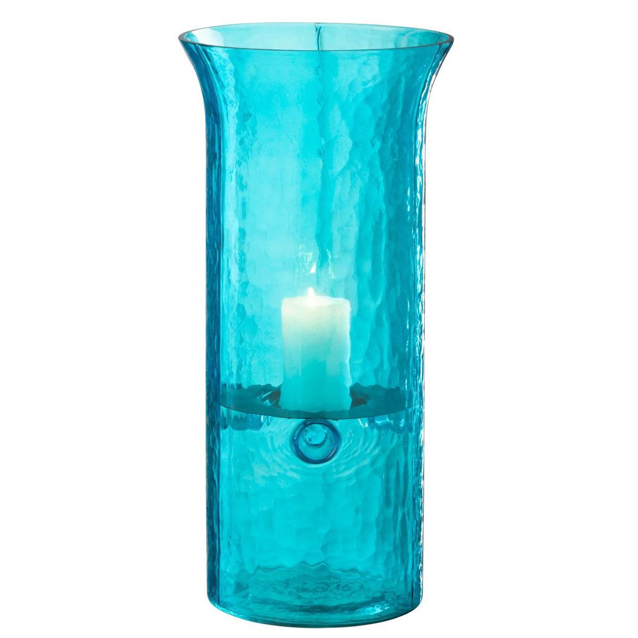 Voir la diapositive 2 : J-LINE Photophore Étroit en Verre  Tarifa  41cm Bleu Azur