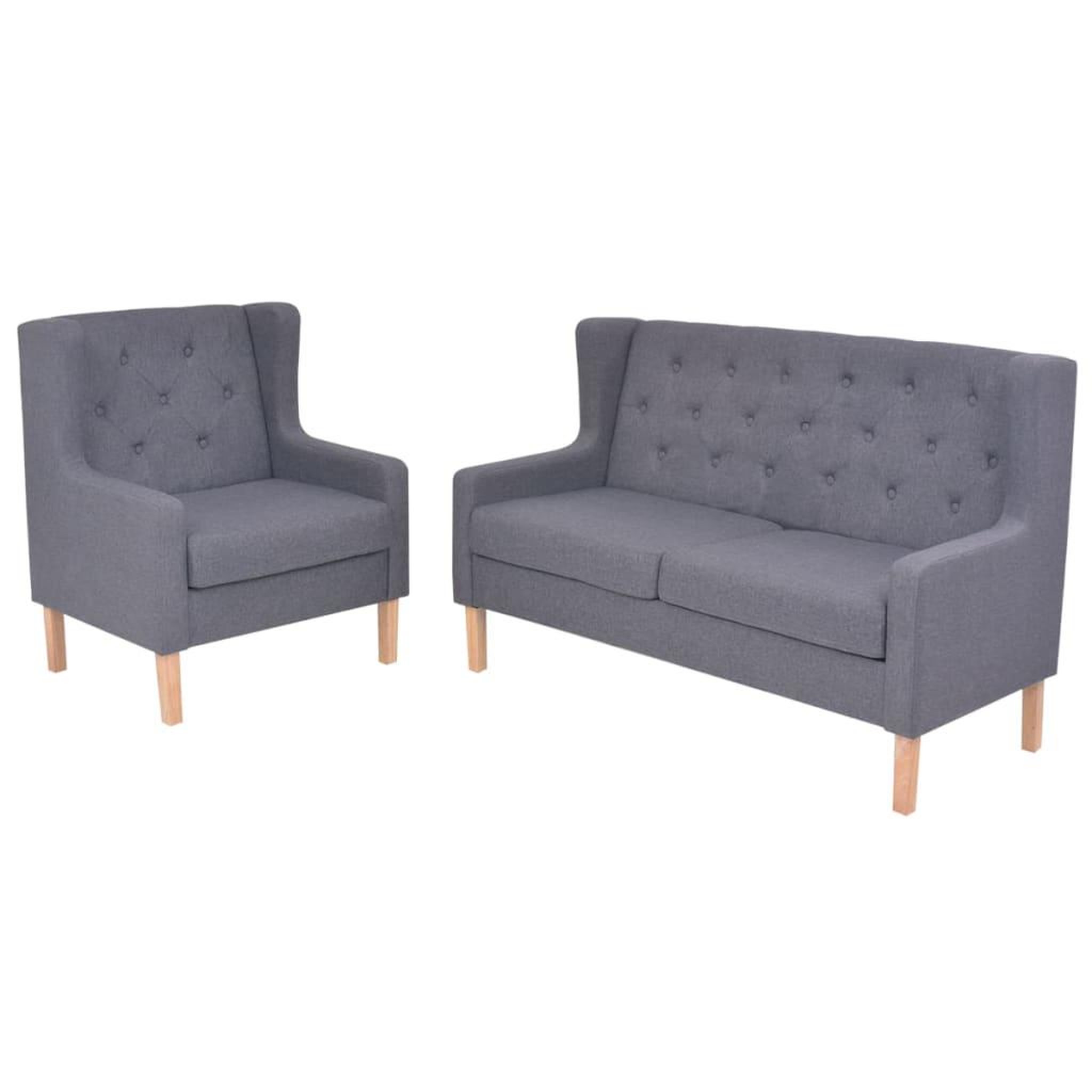 Voir la diapositive 1 : VIDAXL Ensemble de canapes 2 pcs tissu gris