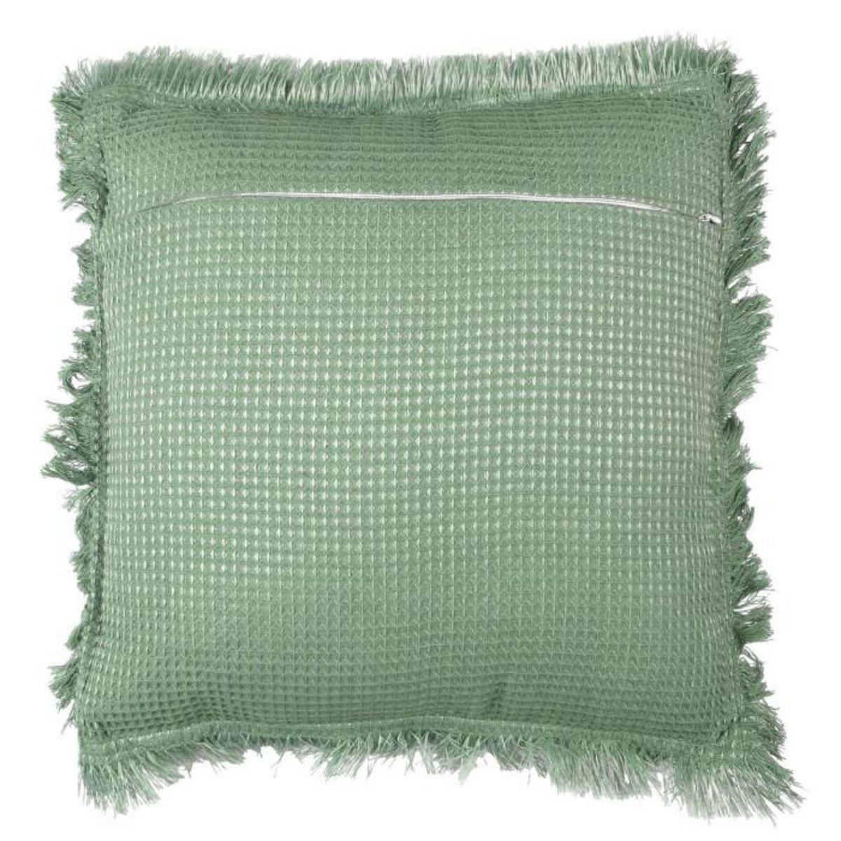 Paris Prix Coussin Déco Déhoussable  Gaufré  40x40cm Vert Sauge