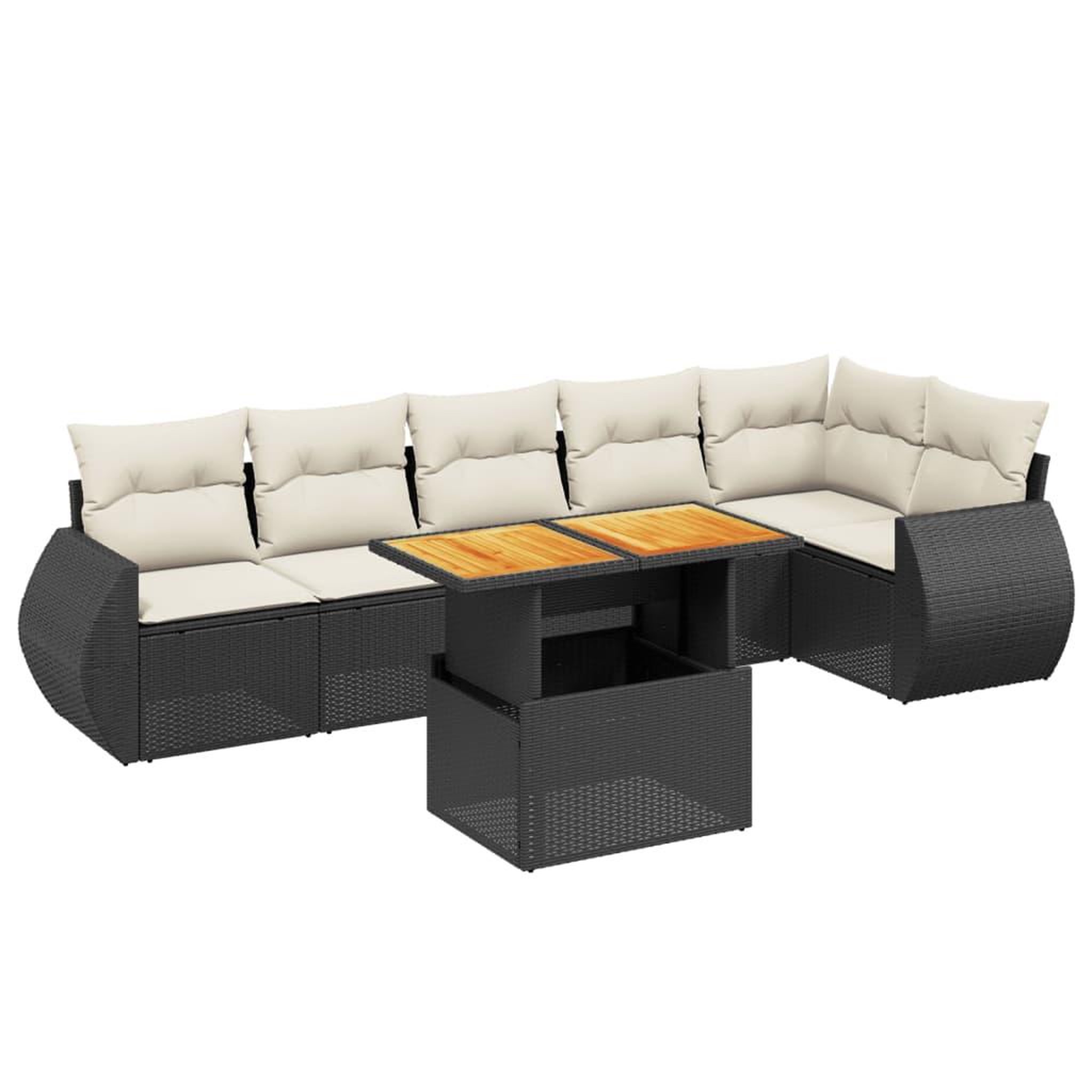 Voir la diapositive 2 : VIDAXL Salon de jardin 7 pcs avec coussins noir resine tressee