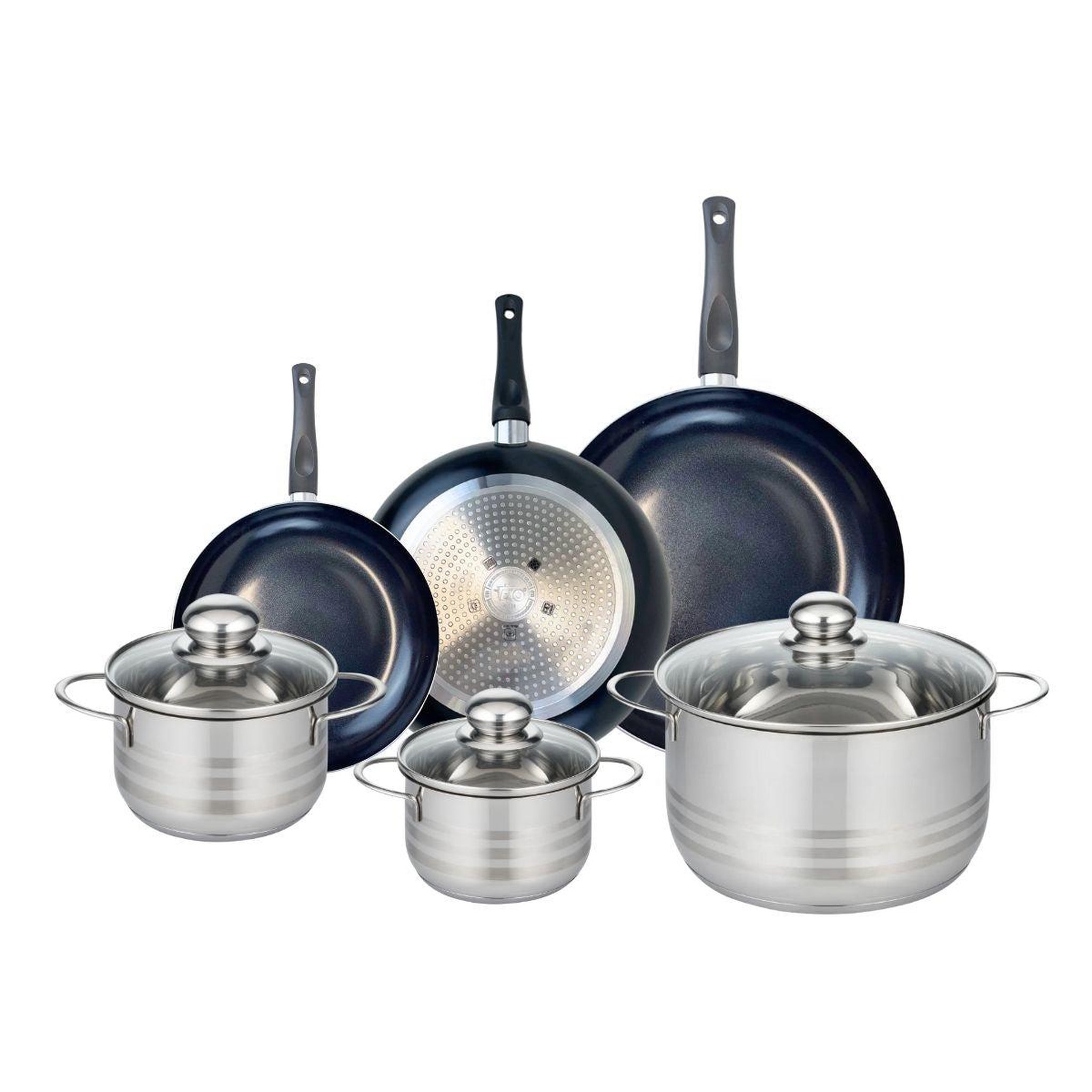 ELO Ensemble de 3 poêles de cuisson 20, 24 et 28 cm et 3 faitouts 14, 16 et 24 cm elo prima brillant