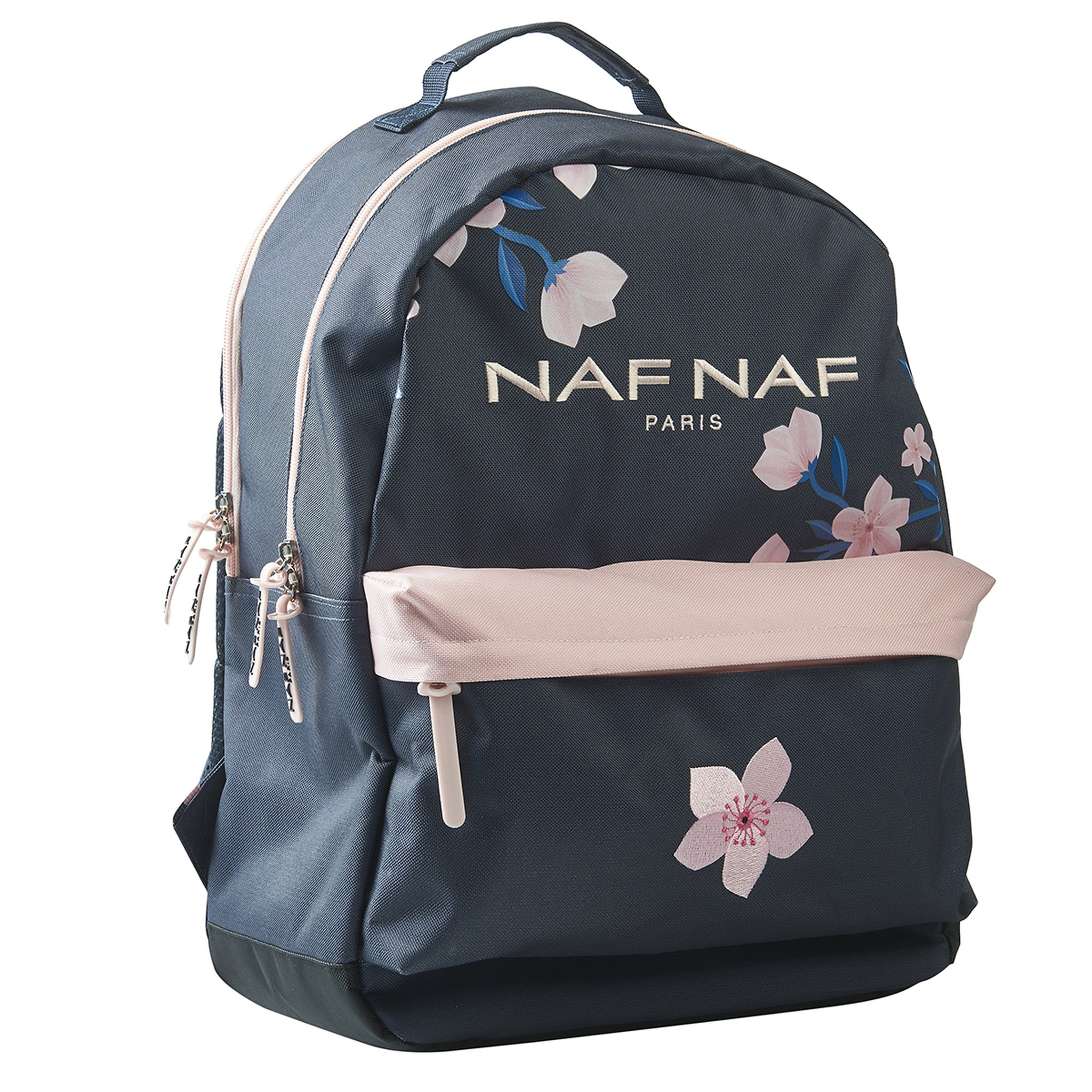 Voir la diapositive 2 : Naf Naf Sac à dos 2 compartiments bleu motif fleurs 