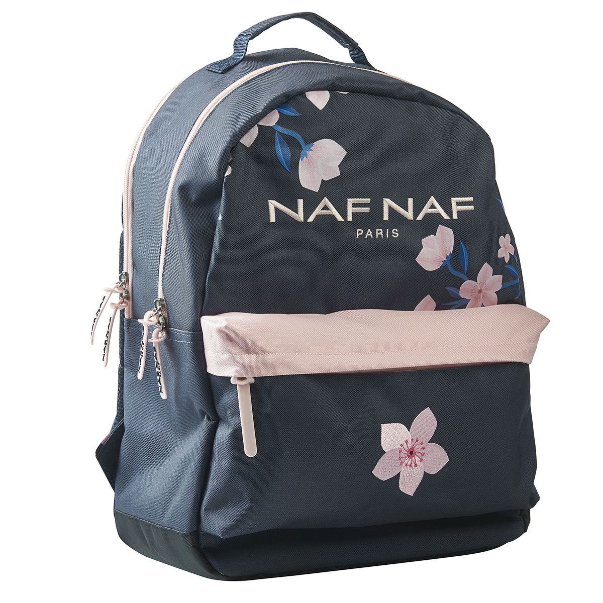 Naf Naf Sac à dos 2 compartiments bleu motif fleurs 