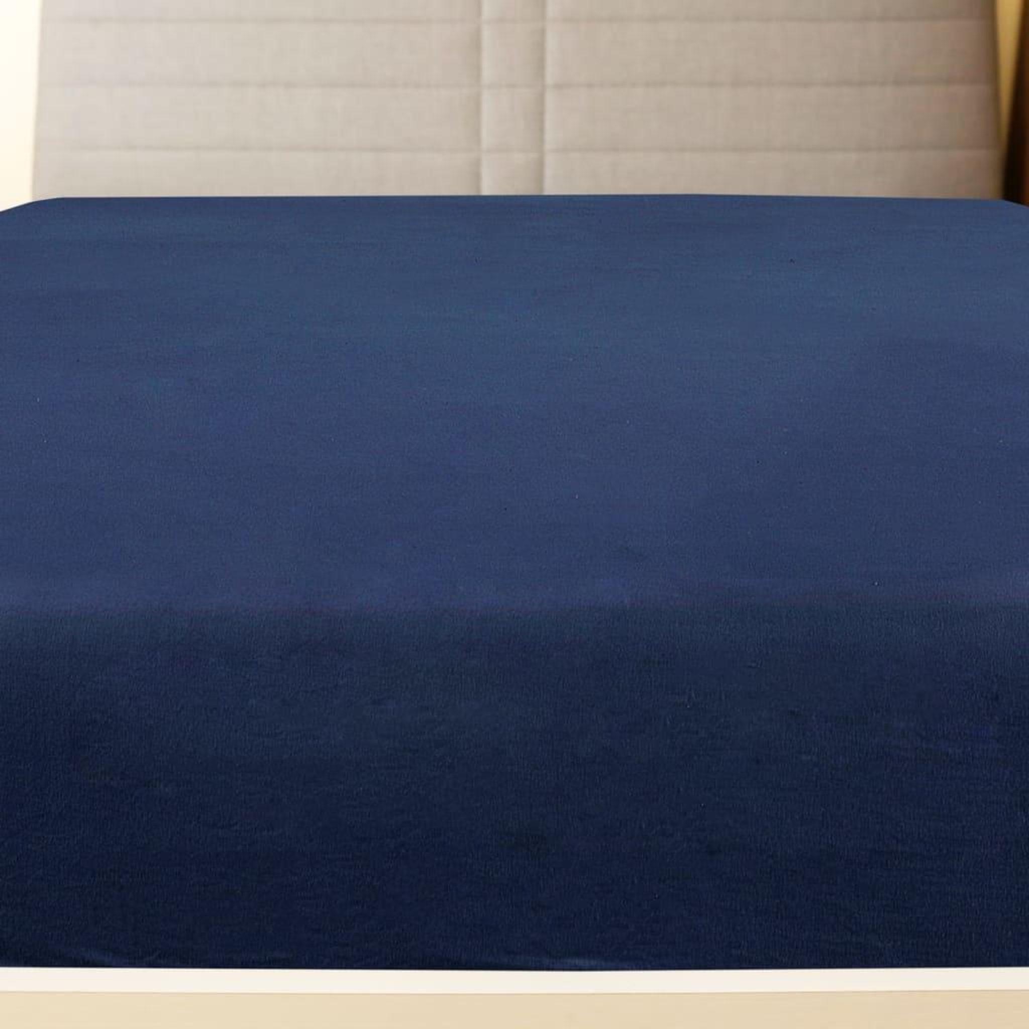 Voir la diapositive 2 : VIDAXL Draps-housses Jersey 2 pcs Bleu marine 180x200 cm Coton