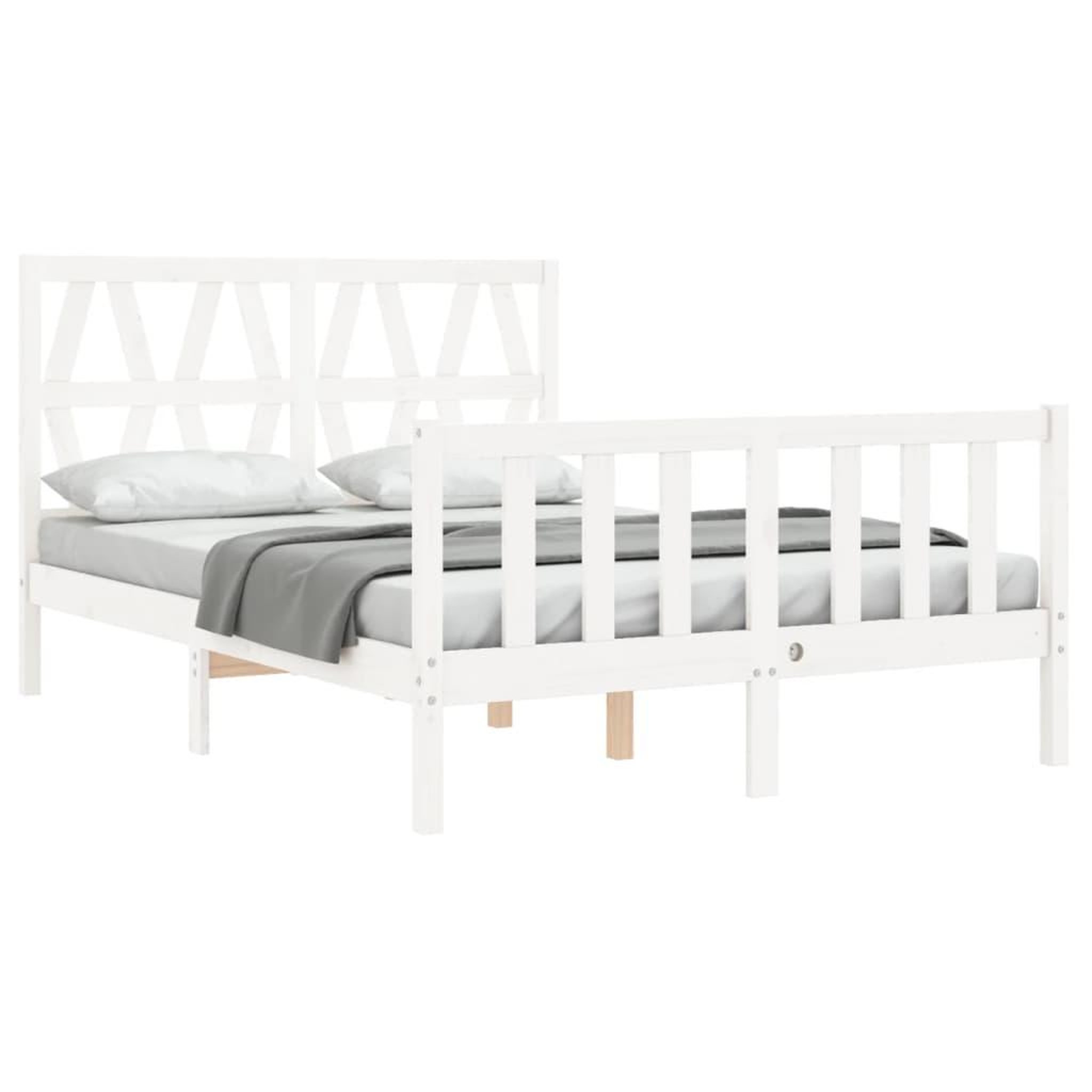 Voir la diapositive 4 : VIDAXL Cadre de lit sans matelas blanc bois de pin massif