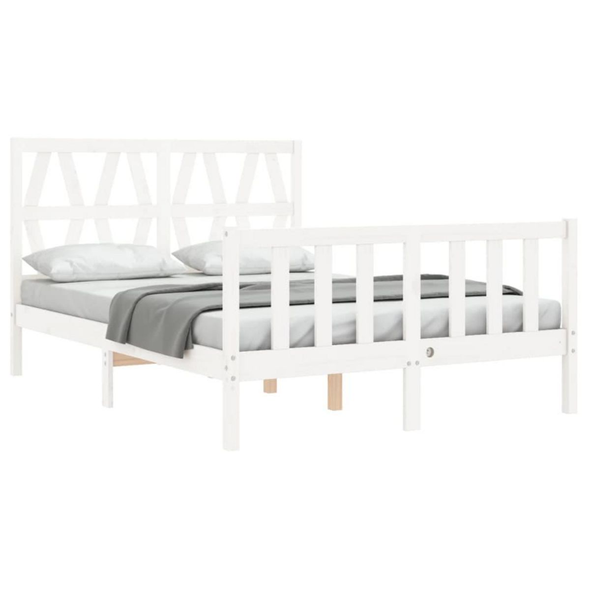 VIDAXL Cadre de lit sans matelas blanc bois de pin massif