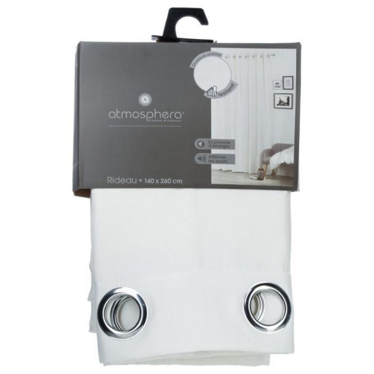 ATMOSPHERA Rideau Isolant à Œillets  Eliat  140x260cm Ivoire