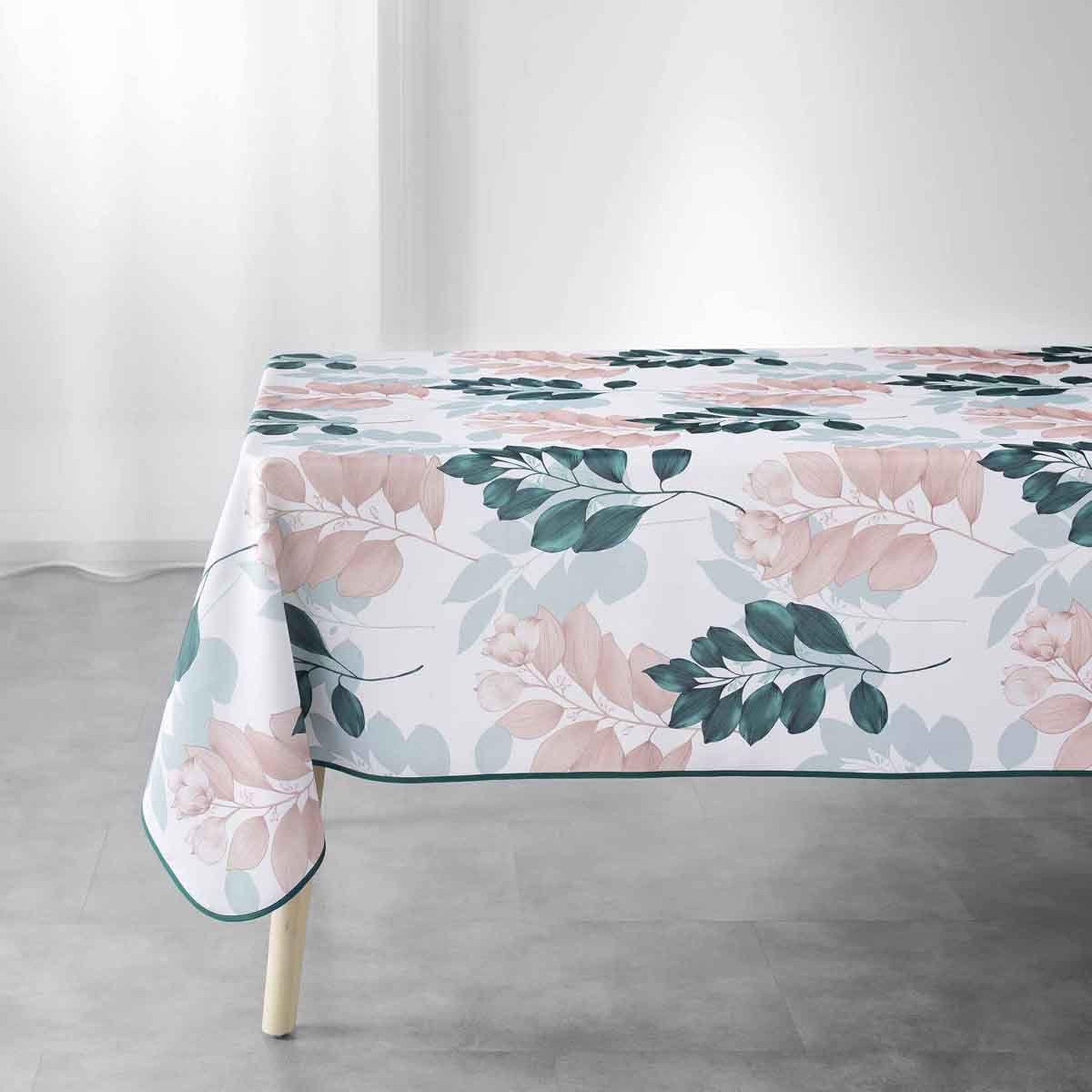 Douceur d'Intérieur Nappe imprimée  belline  150x240cm blanc & émeraude