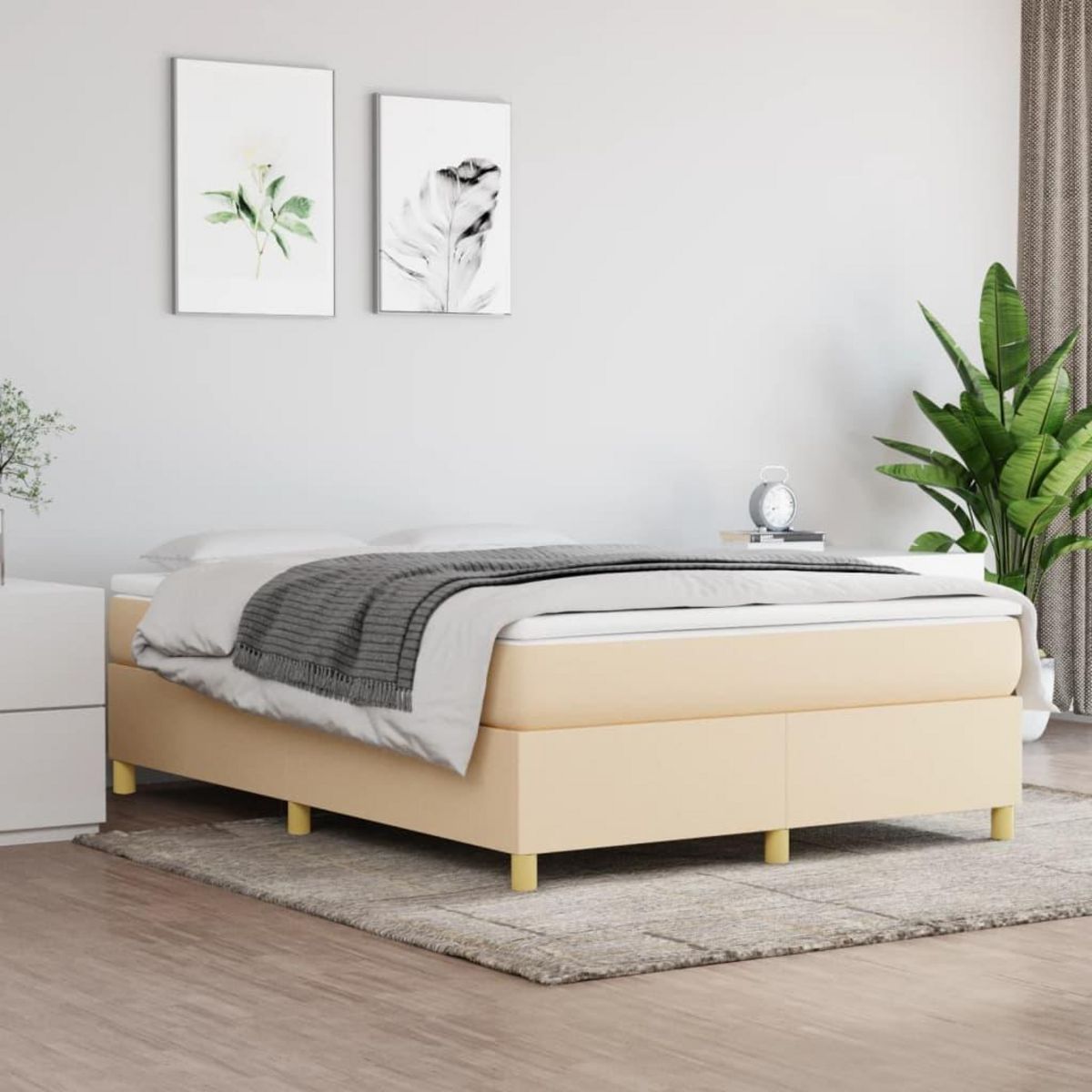 VIDAXL Cadre de lit sans matelas creme 140x200 cm tissu