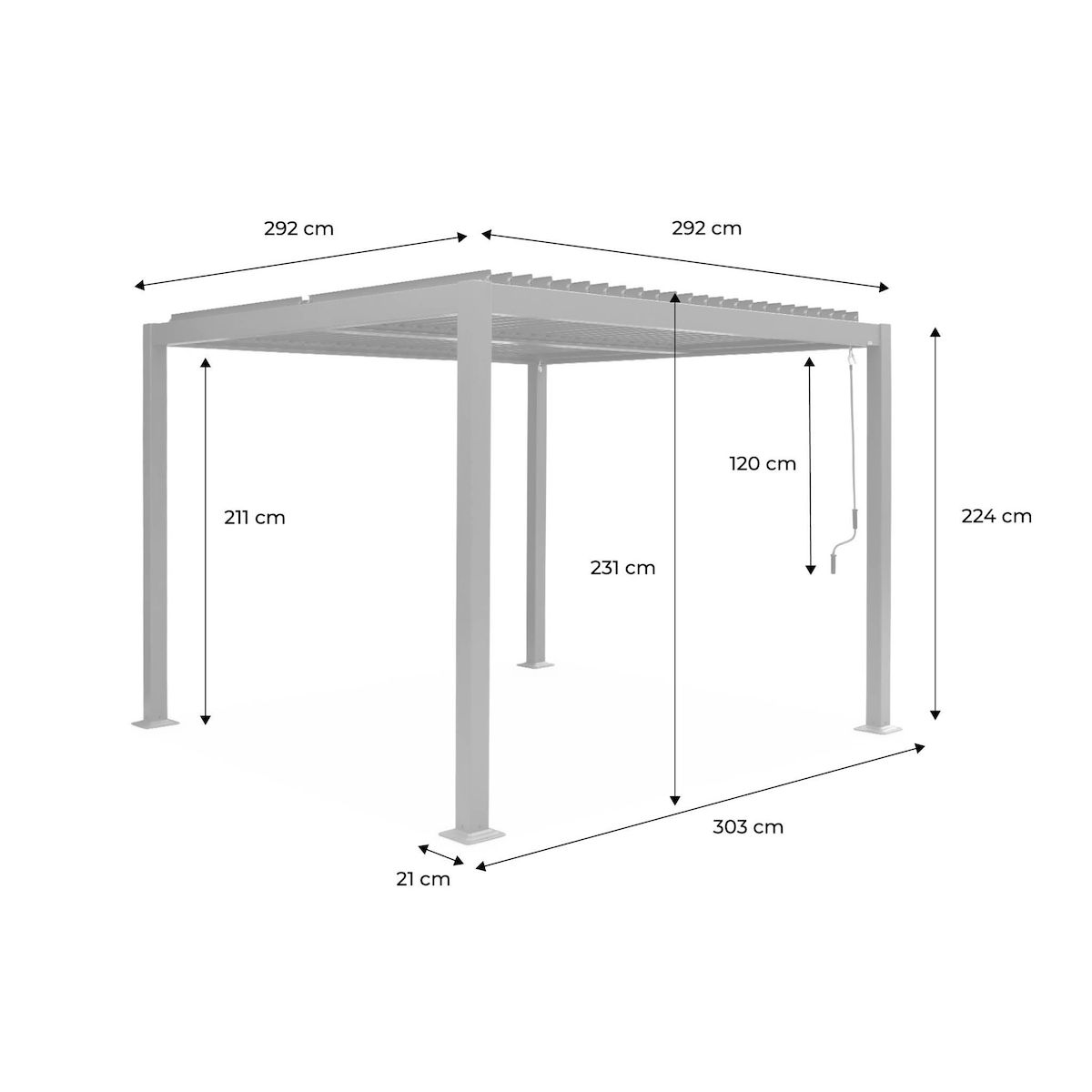 SWEEEK Pergola bioclimatique aluminium et acier lames orientables 3x3m Palace
