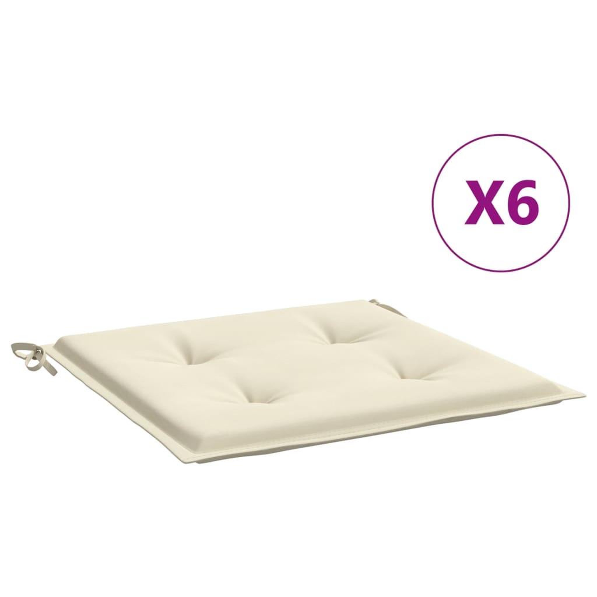 Voir la diapositive 2 : VIDAXL Coussins de chaise jardin lot de 6 creme 40x40x3cm tissu oxford