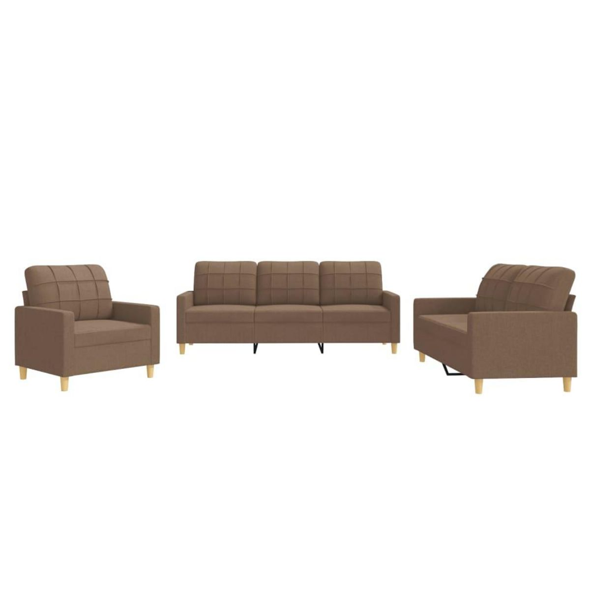 VIDAXL Ensemble de canapes 3 pcs avec coussins Marron Tissu