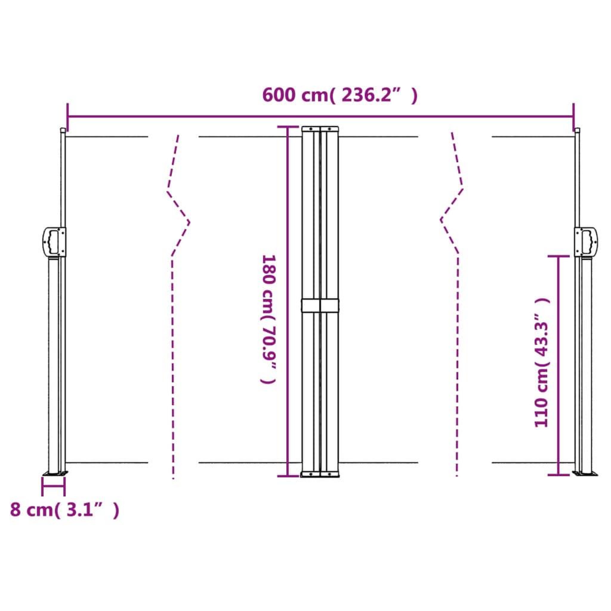 Voir la diapositive 6 : VIDAXL Auvent lateral retractable marron 180x600 cm