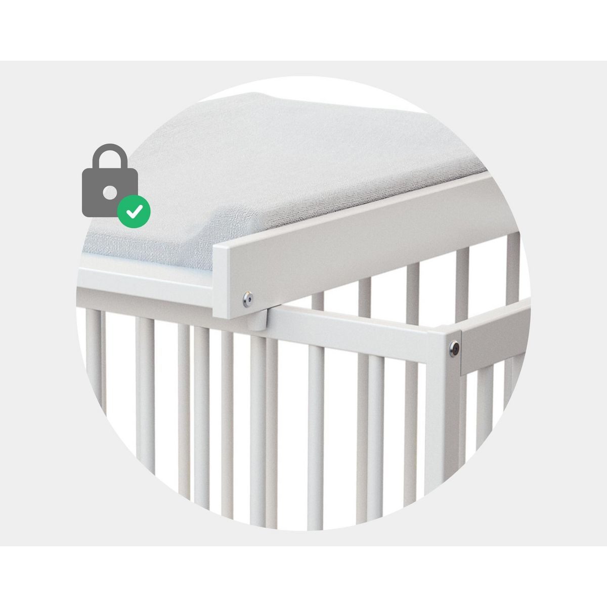 AT4 Plan à langer amovible avec matelas pour lit bébé ESSENTIEL en bois