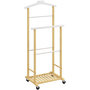 Voir la diapositive 1 : HOMCOM Valet de chambre mobile bois bambou avec portant et étagère