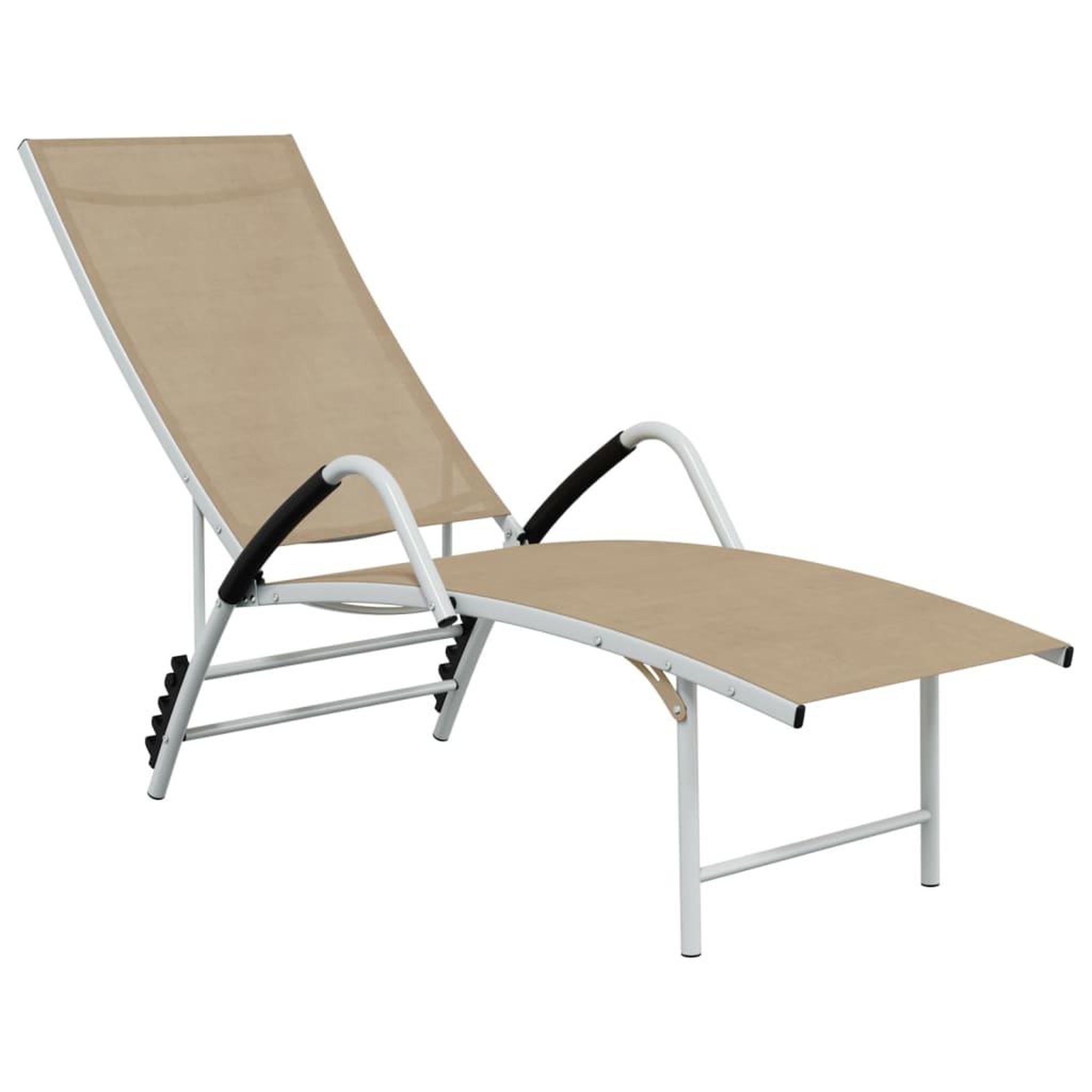 Voir la diapositive 2 : VIDAXL Chaise longue Textilene et aluminium Creme