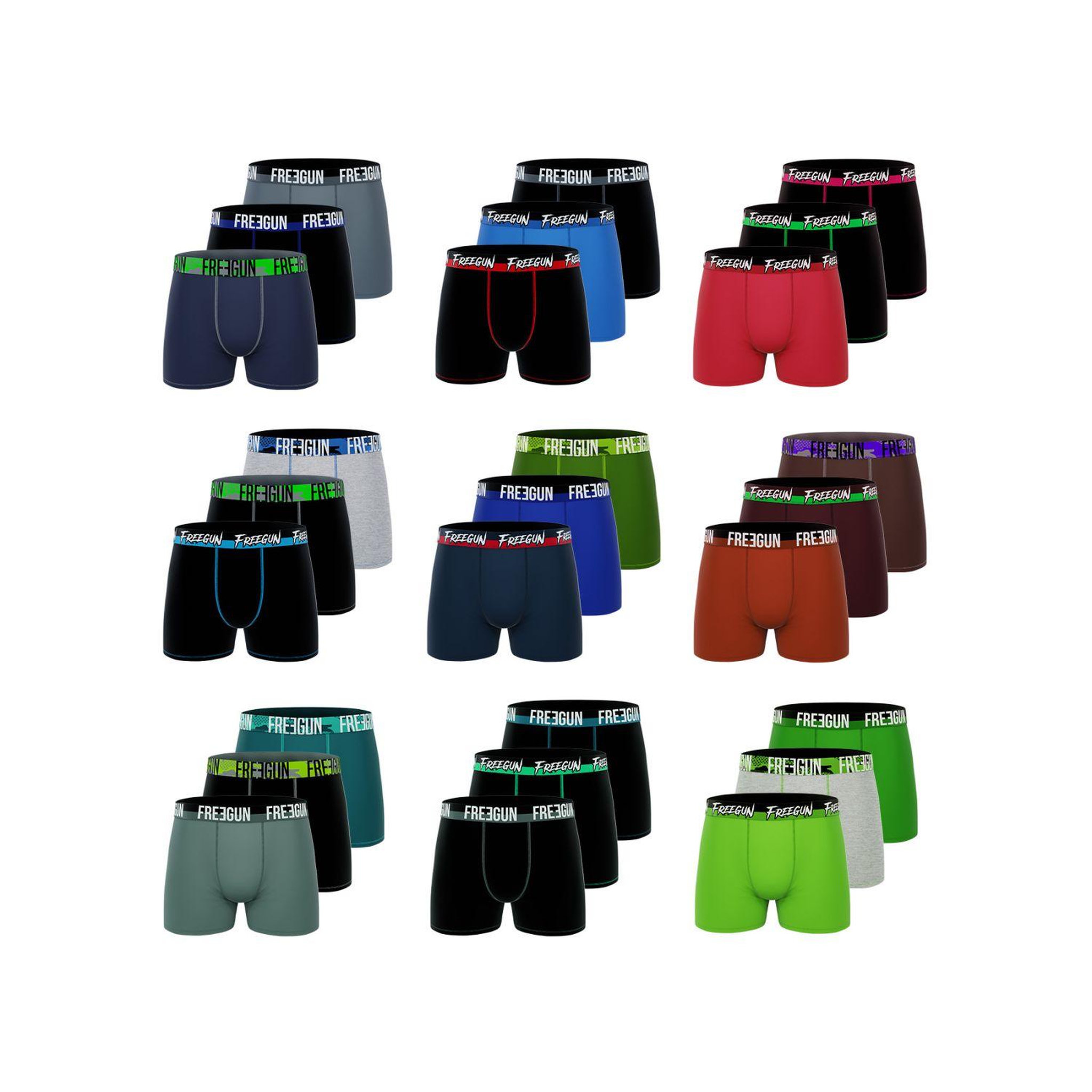Voir la diapositive 3 : FREEGUN Lot de 12 boxers homme en coton modèles aléatoires Pack surprise