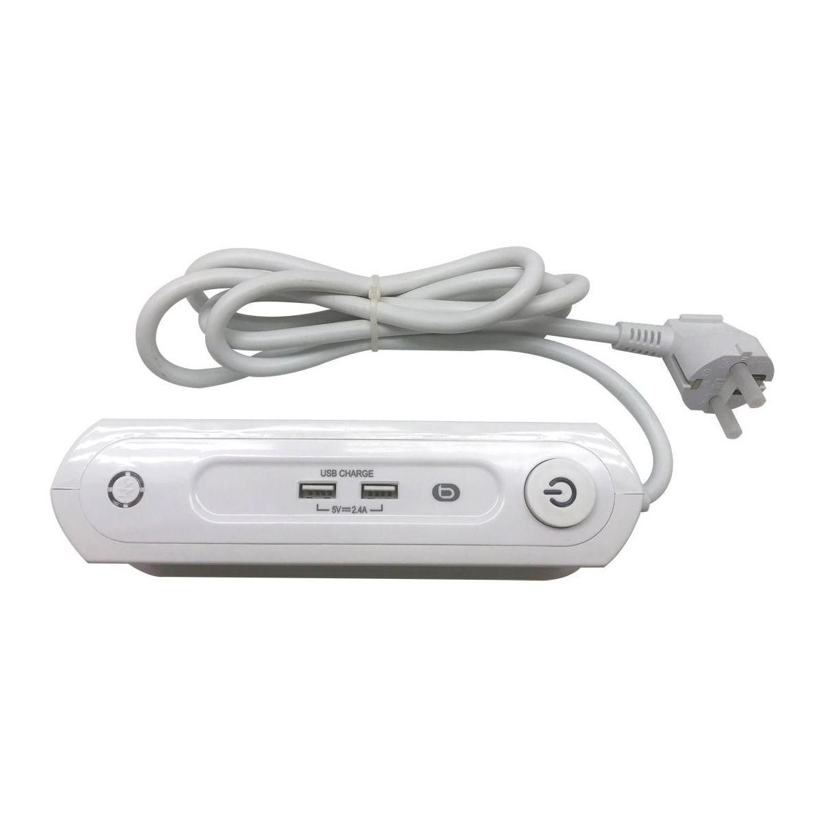 ESSENTIEL B Multiprise USB bureau switch 3 prises + 2 USB