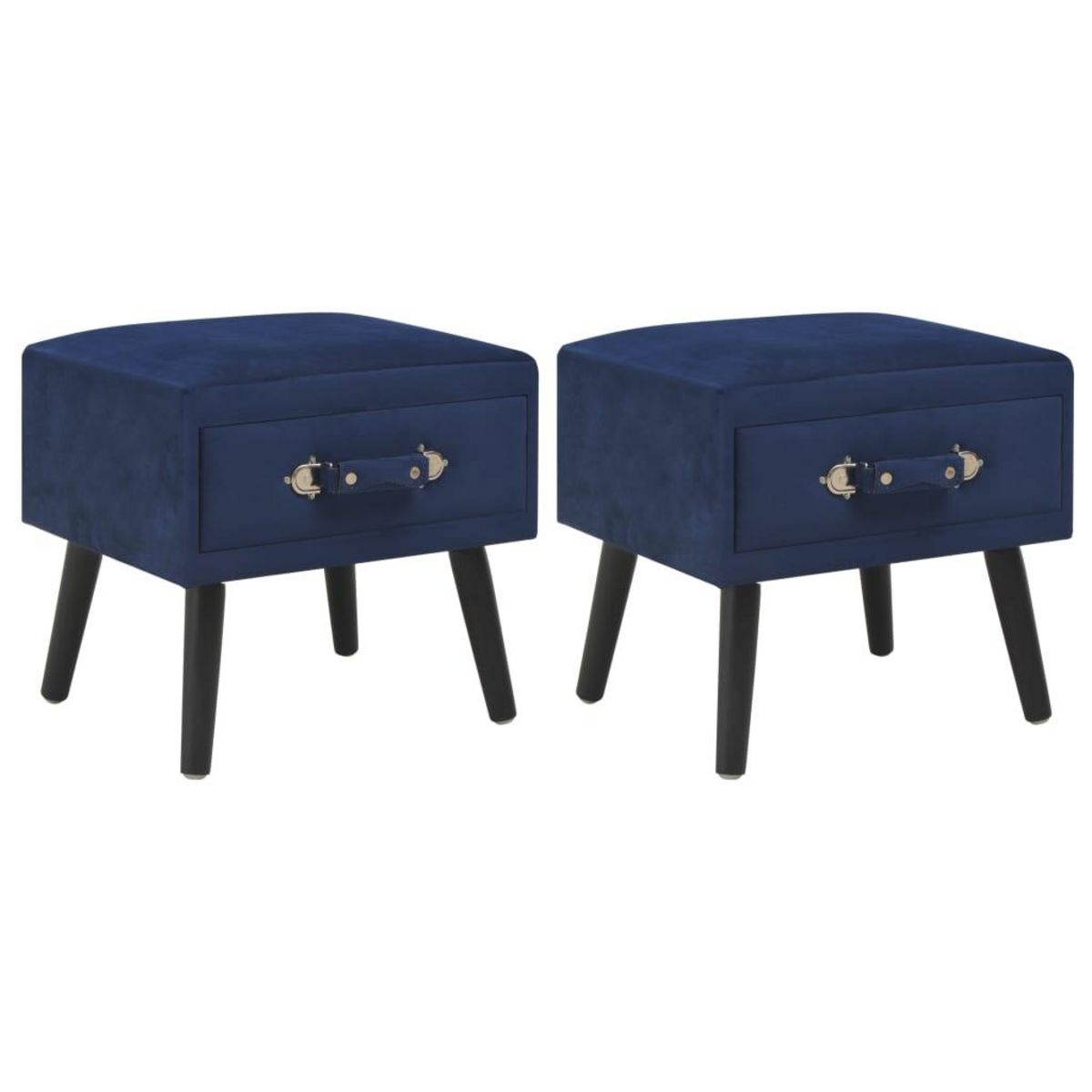 VIDAXL Tables de chevet 2 pcs Bleu 40x35x40 cm Velours
