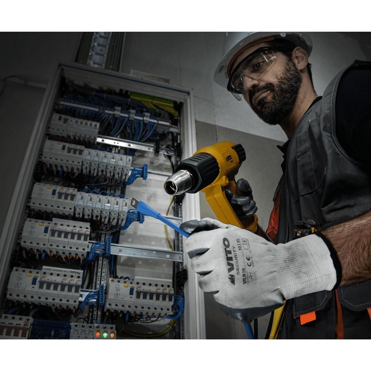 VITO Décapeur thermique 2000W 2 Vitesses Réglage digital de la Température 50-650°C 5 Accessoires Mallette VITO