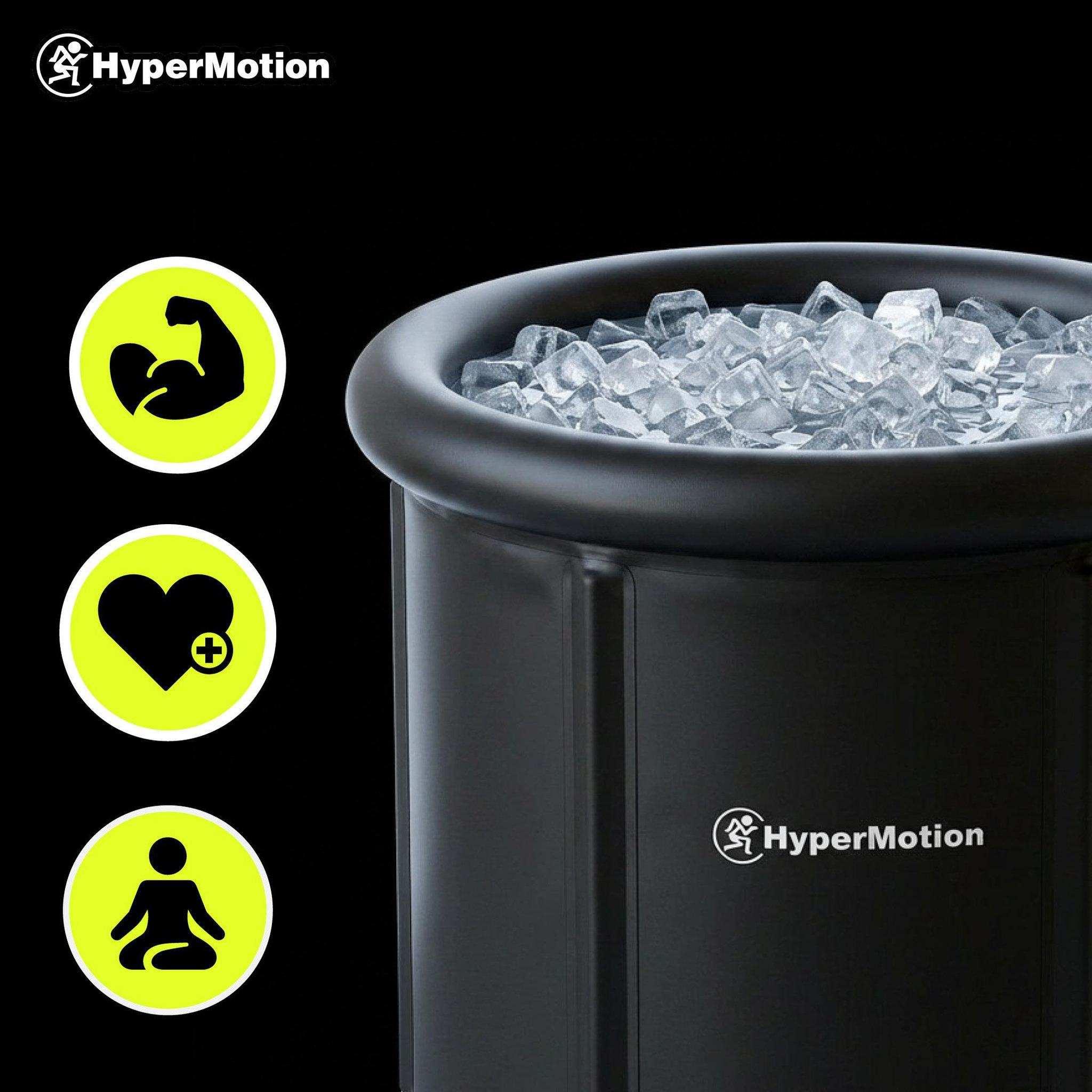 Voir la diapositive 5 : HYPERMOTION Bain de Glace Pliable pour Récupération Nylon et PVC 330 L Dim ø75x75cm Noir