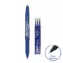 PILOT Lot 1 stylo roller effaçable pointe moyenne bleu FriXion Ball + 3 recharges effaçables bleu