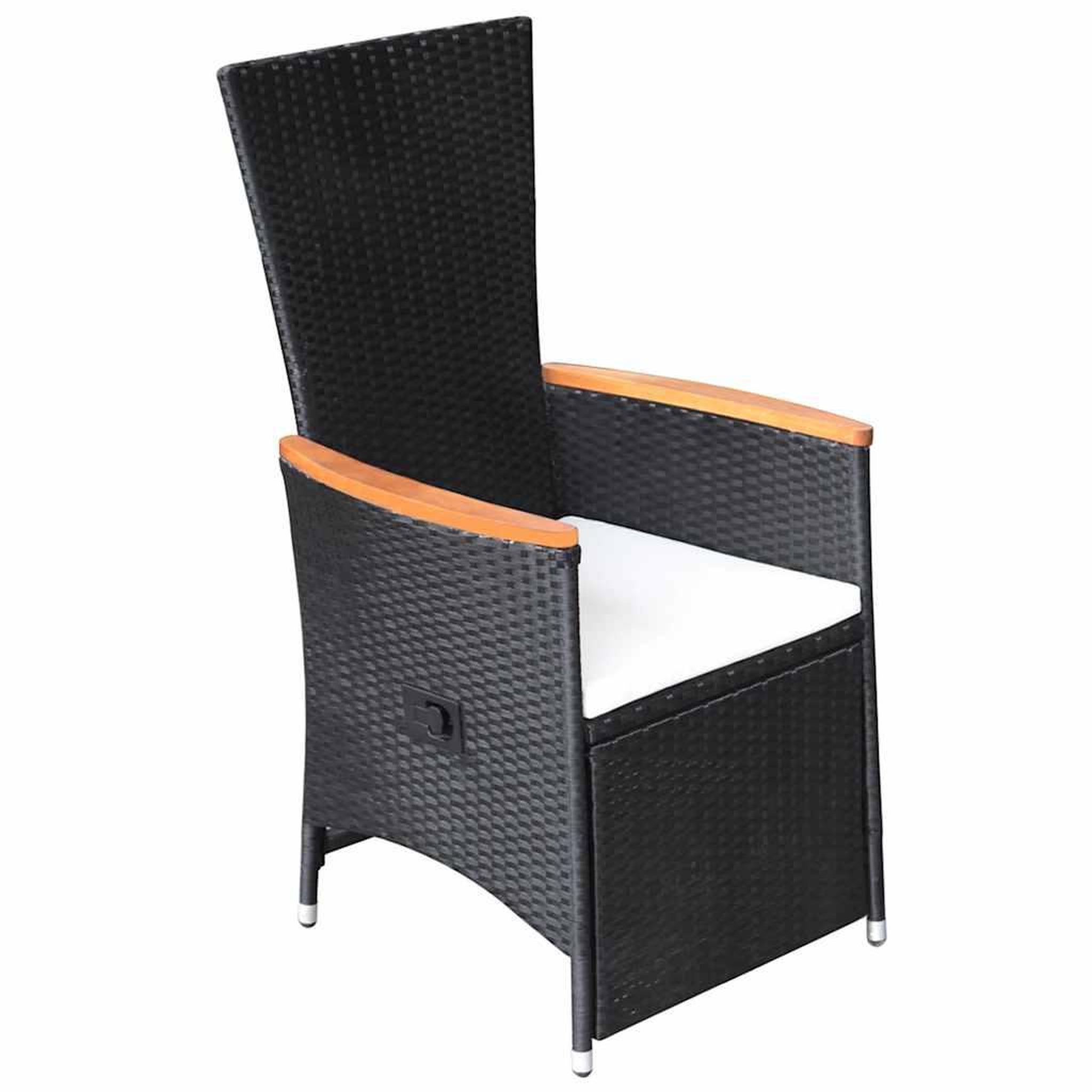 Voir la diapositive 5 : VIDAXL Chaise inclinable de jardin 2pc et coussins Resine tressee Noir