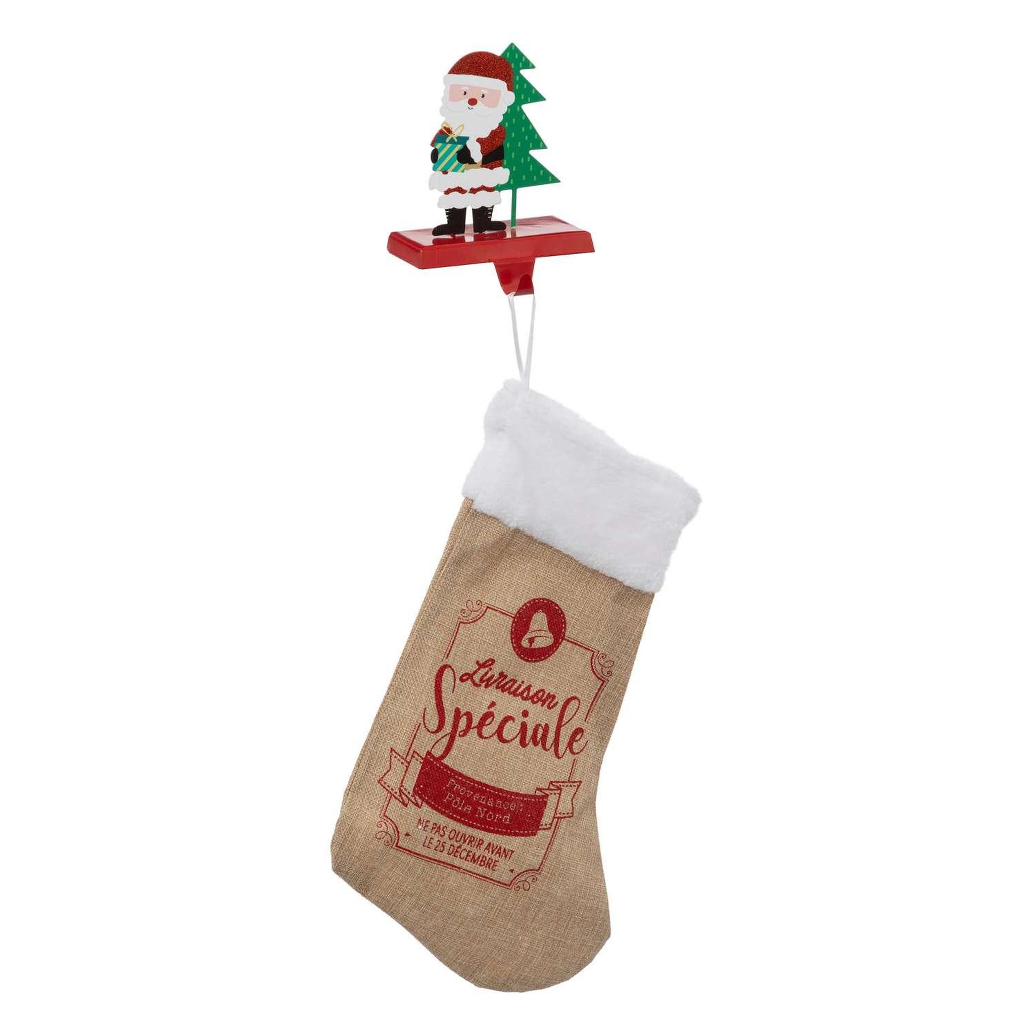 Voir la diapositive 2 : ATMOSPHERA Porte chaussette de noël père noël - rouge
