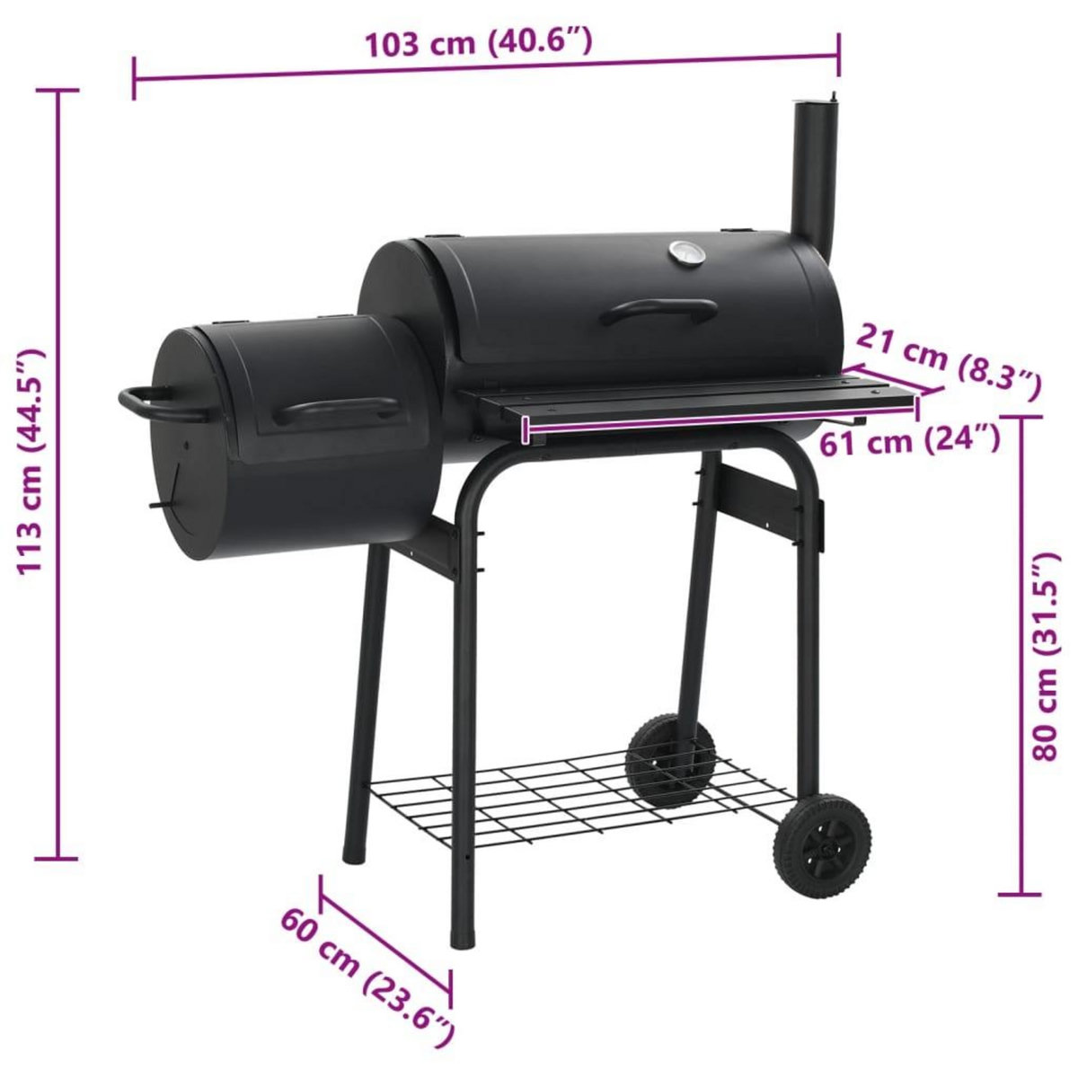 VIDAXL Barbecue fumoir classique au charbon
