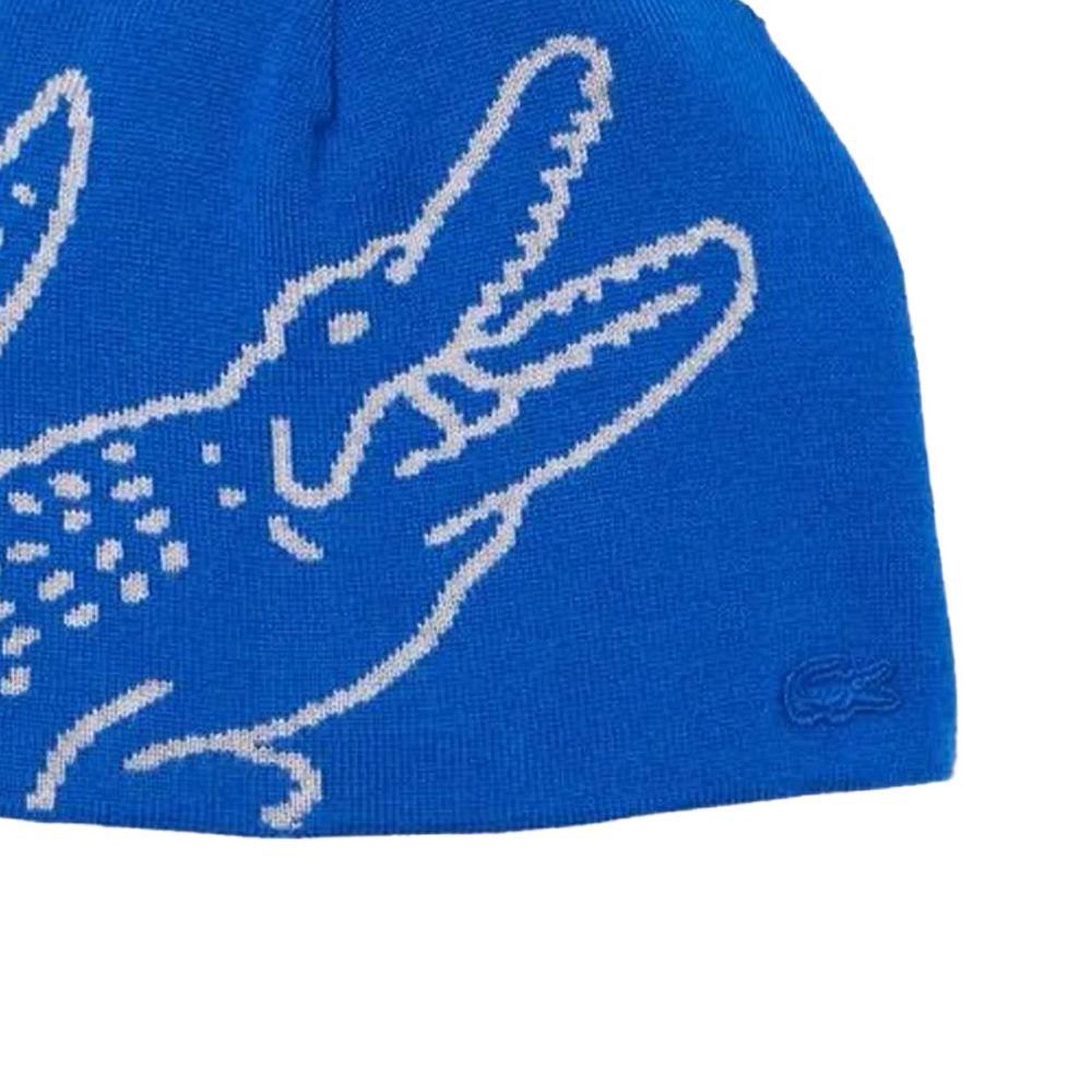 Voir la diapositive 2 : Lacoste Bonnet Bleu/Blanc Homme Lacoste Broderie