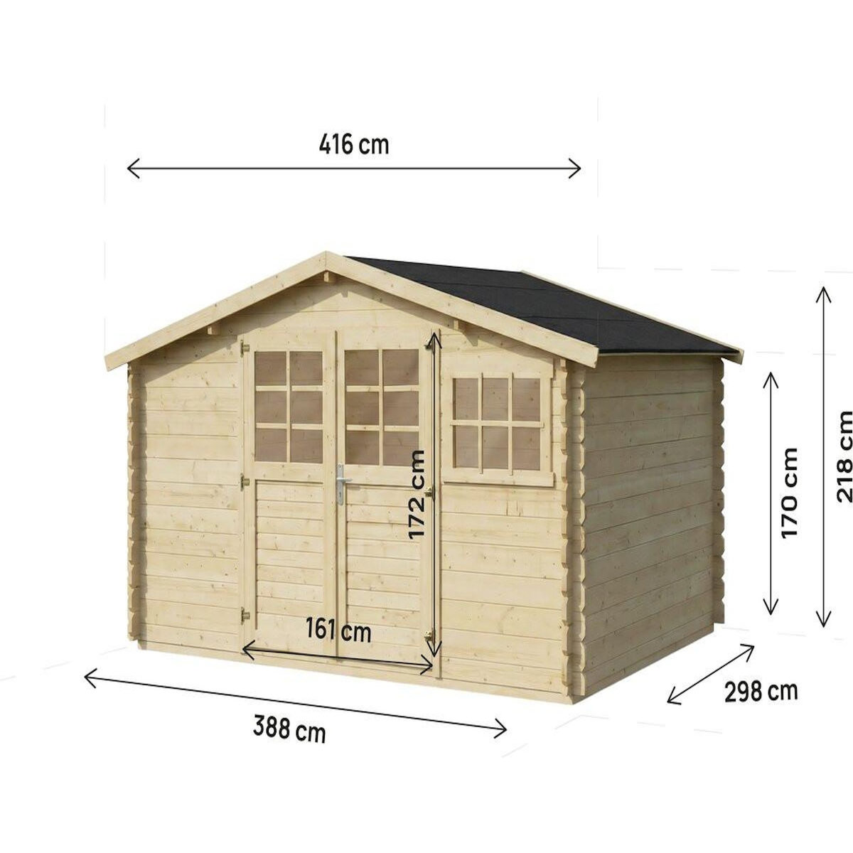 Habitat et Jardin Abri de jardin en bois  Clairval  - 416 x 301 x 218 cm - 12.53 m² - 28 mm