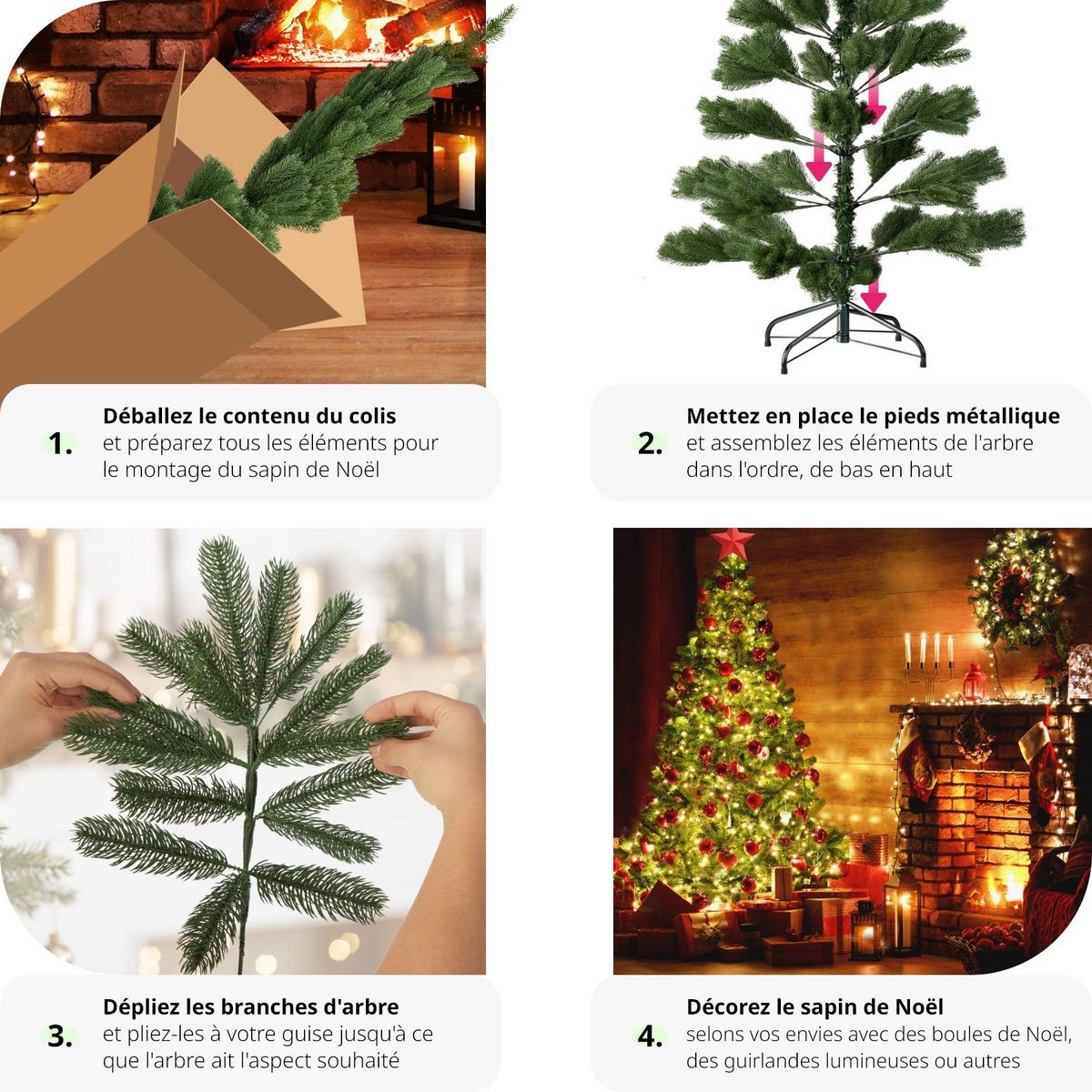 tectake Sapin de Noël artificiel 180 cm vert vert