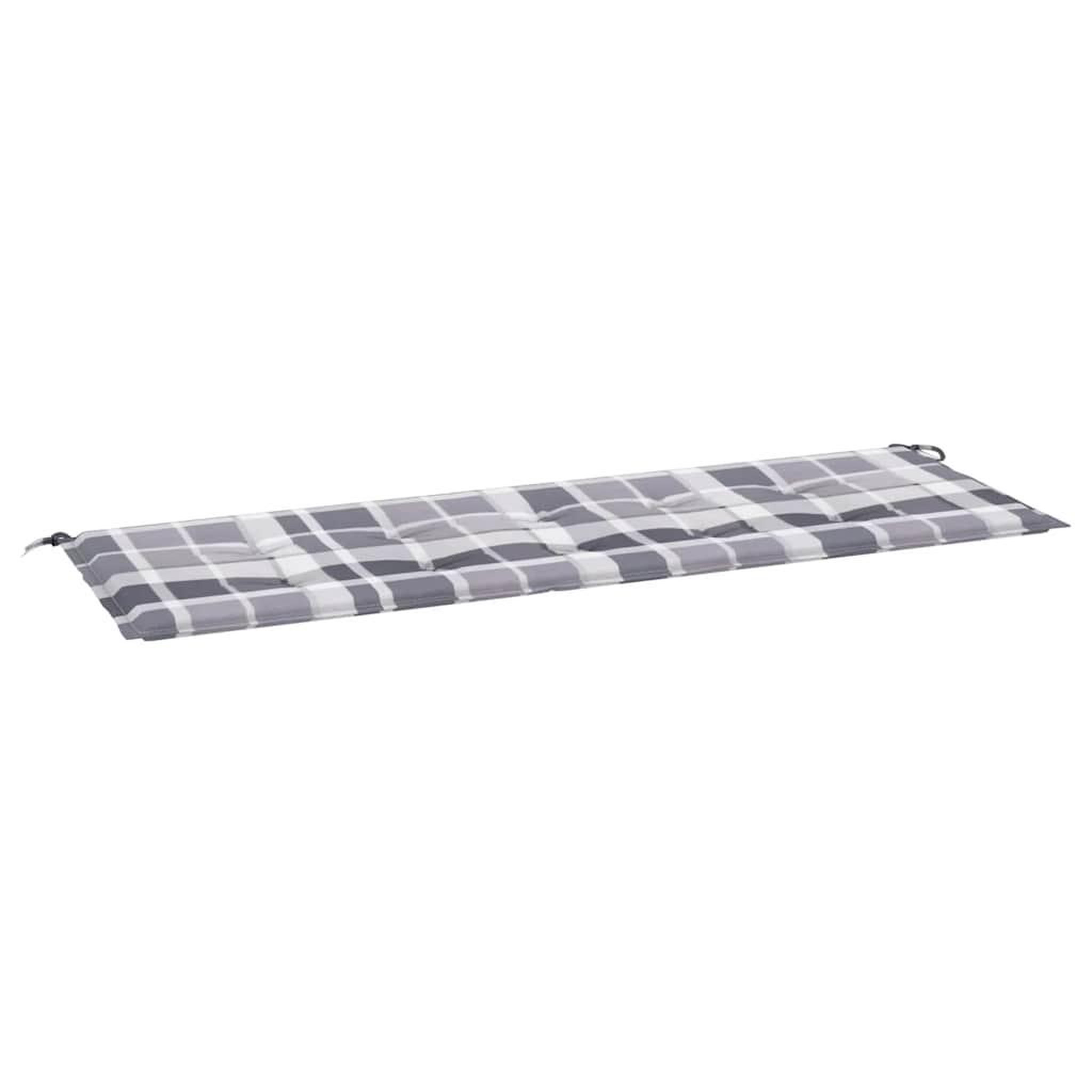 Voir la diapositive 2 : VIDAXL Coussin de banc de jardin motif a carreaux gris 150x50x3 cm