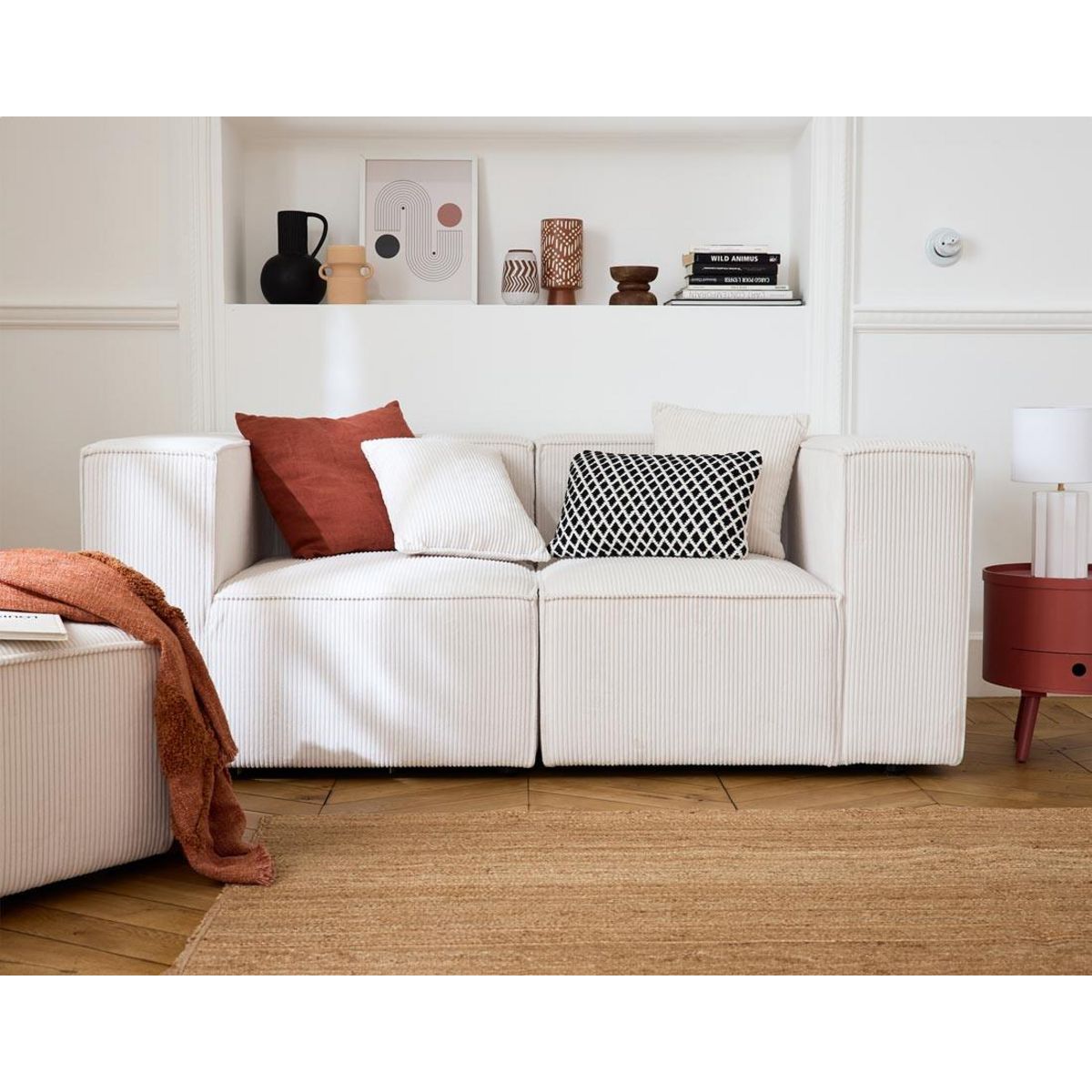 LISA DESIGN Arty - module d'assise gauche - en velours côtelé