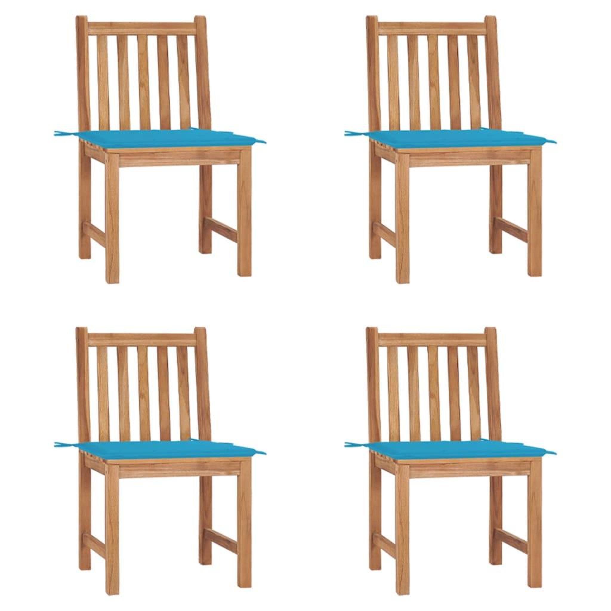 Voir la diapositive 1 : VIDAXL Chaises de jardin lot de 4 avec coussins Bois de teck massif