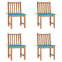 Voir la diapositive 1 : VIDAXL Chaises de jardin lot de 4 avec coussins Bois de teck massif