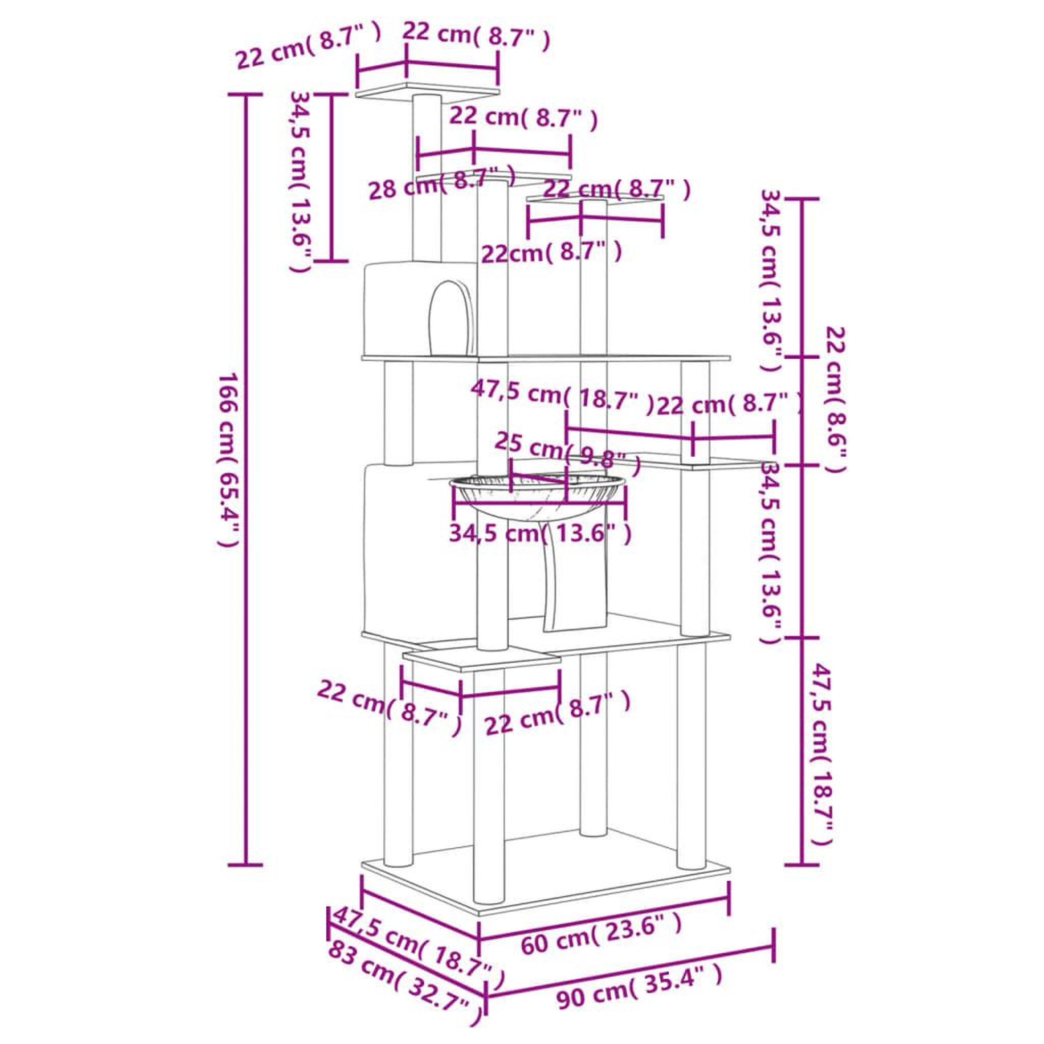 Voir la diapositive 6 : VIDAXL Arbre a chat avec griffoirs en sisal Gris fonce 166 cm