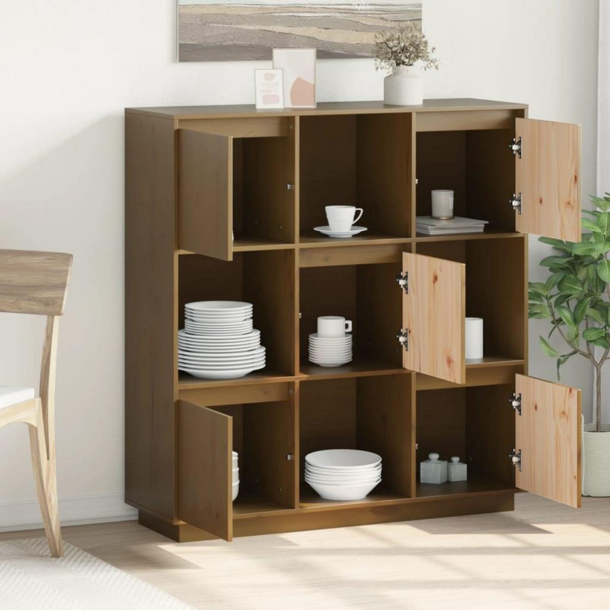 VIDAXL Buffet Marron miel 110,5x35x117 cm Bois massif de pin