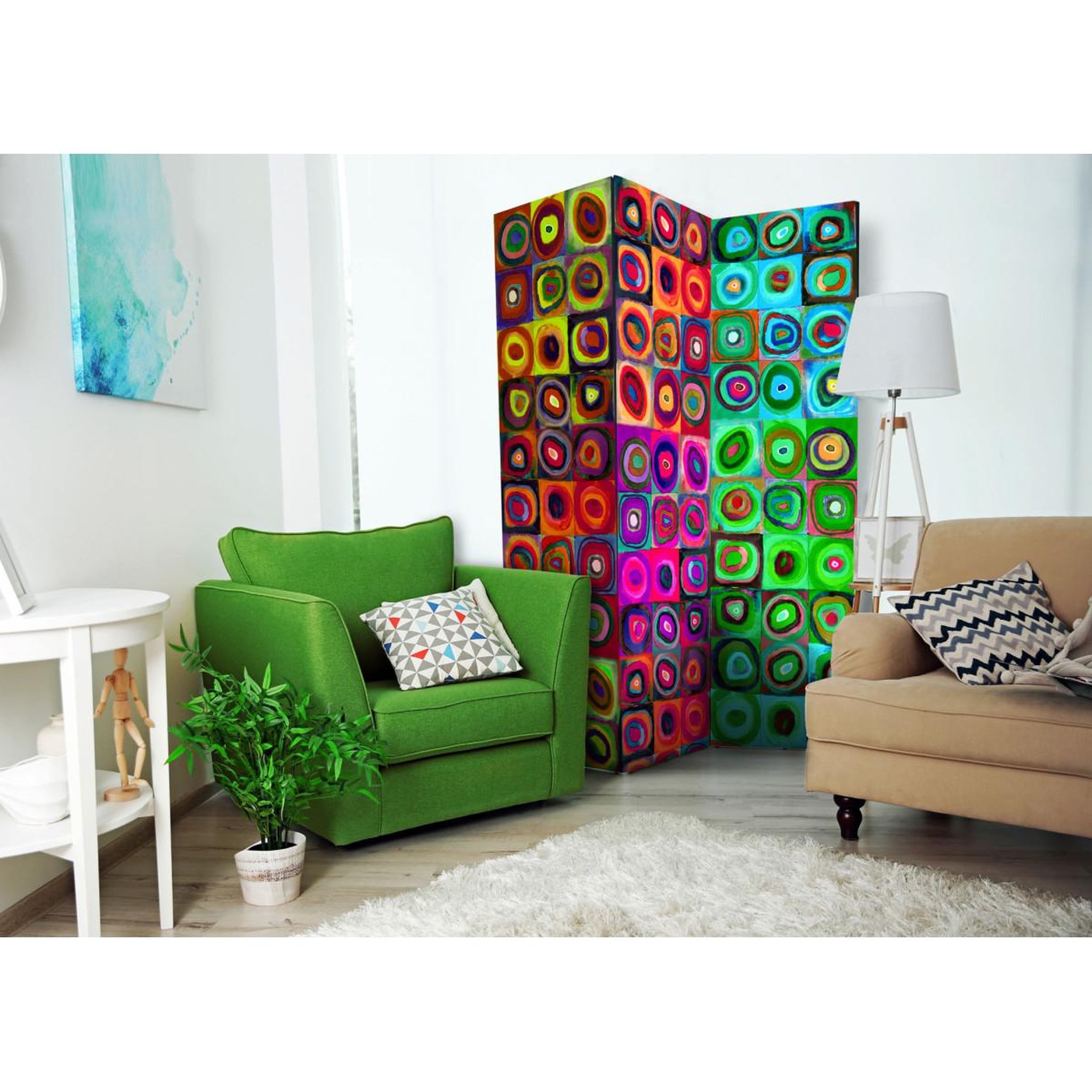 Voir la diapositive 2 : Paris Prix Paravent 3 volets  colorful abstract art  135x172cm