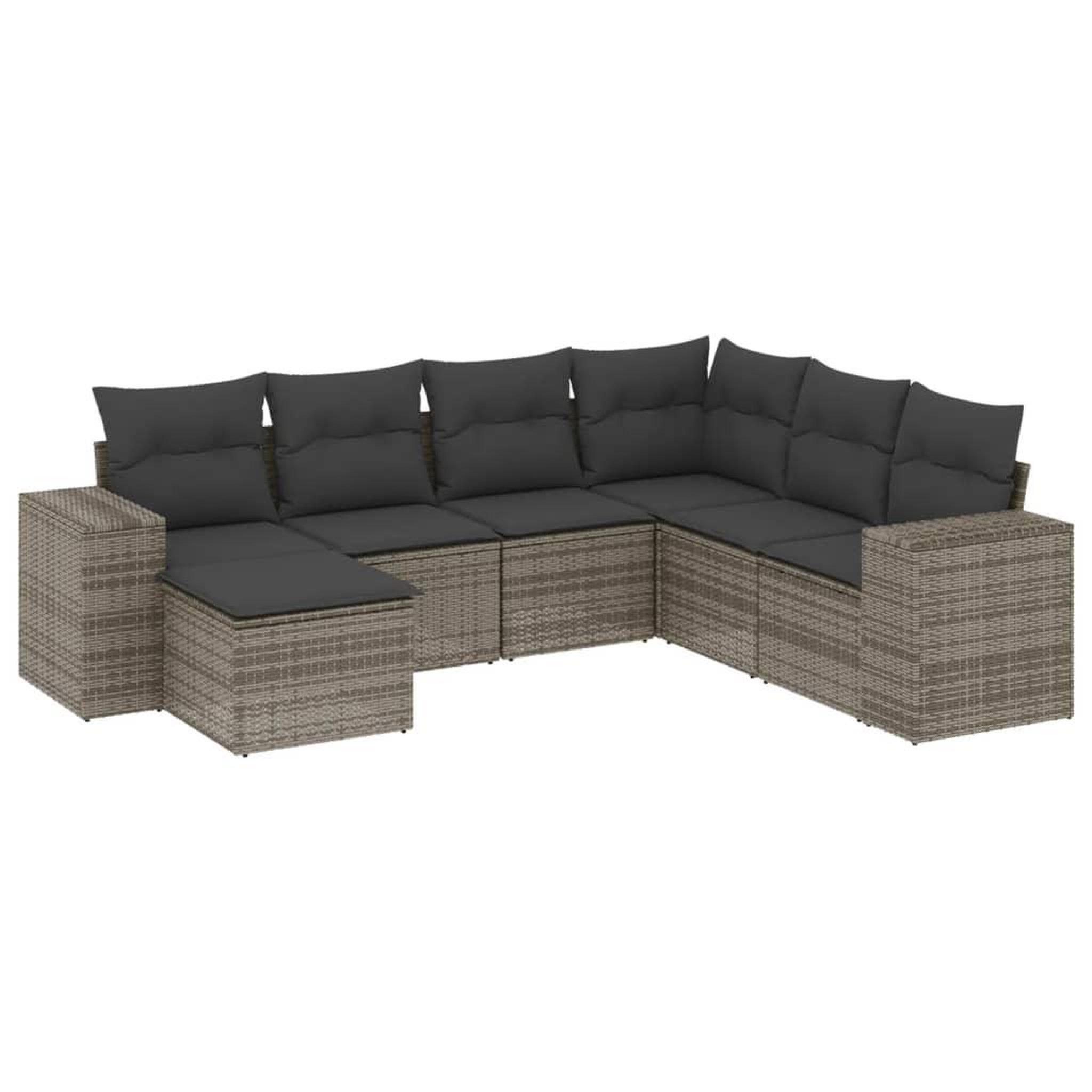Voir la diapositive 2 : VIDAXL Salon de jardin avec coussins 7 pcs gris resine tressee