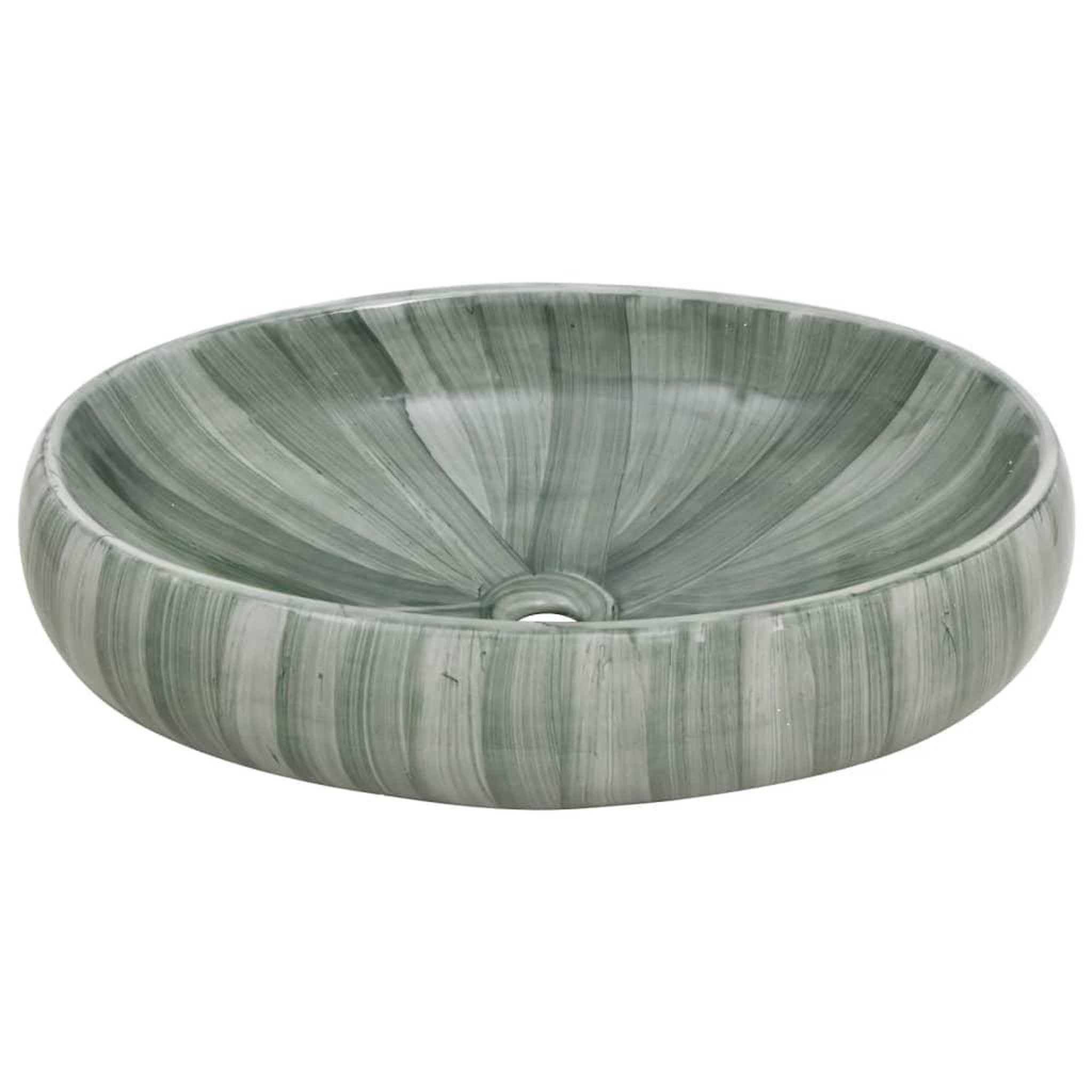 Voir la diapositive 4 : VIDAXL Vasque a poser vert ovale 59x40x15 cm ceramique