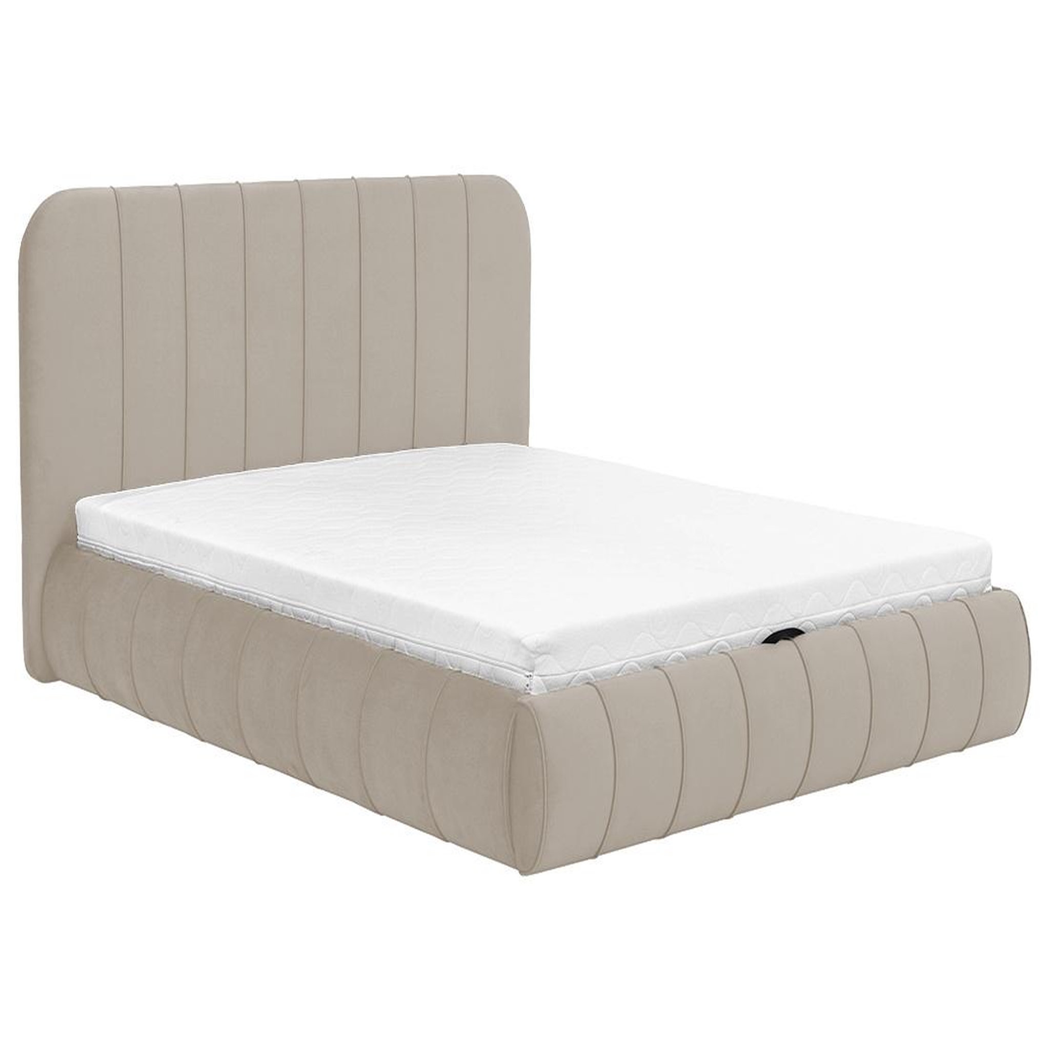 BEST MOBILIER Elsa - lit coffre - 160x200 cm - en velours - sommier inclus. Coloris disponibles : Beige, Rose, Gris