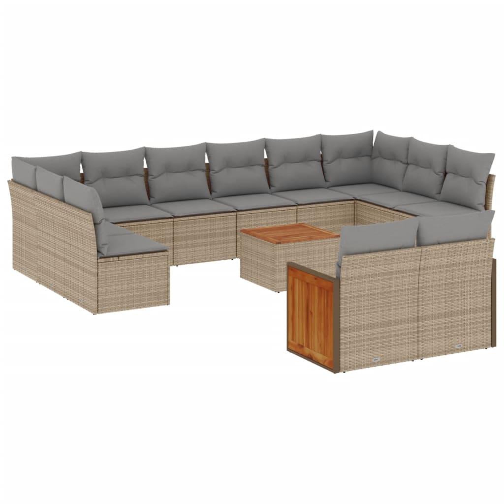 Voir la diapositive 2 : VIDAXL Salon de jardin avec coussins 13 pcs beige resine tressee