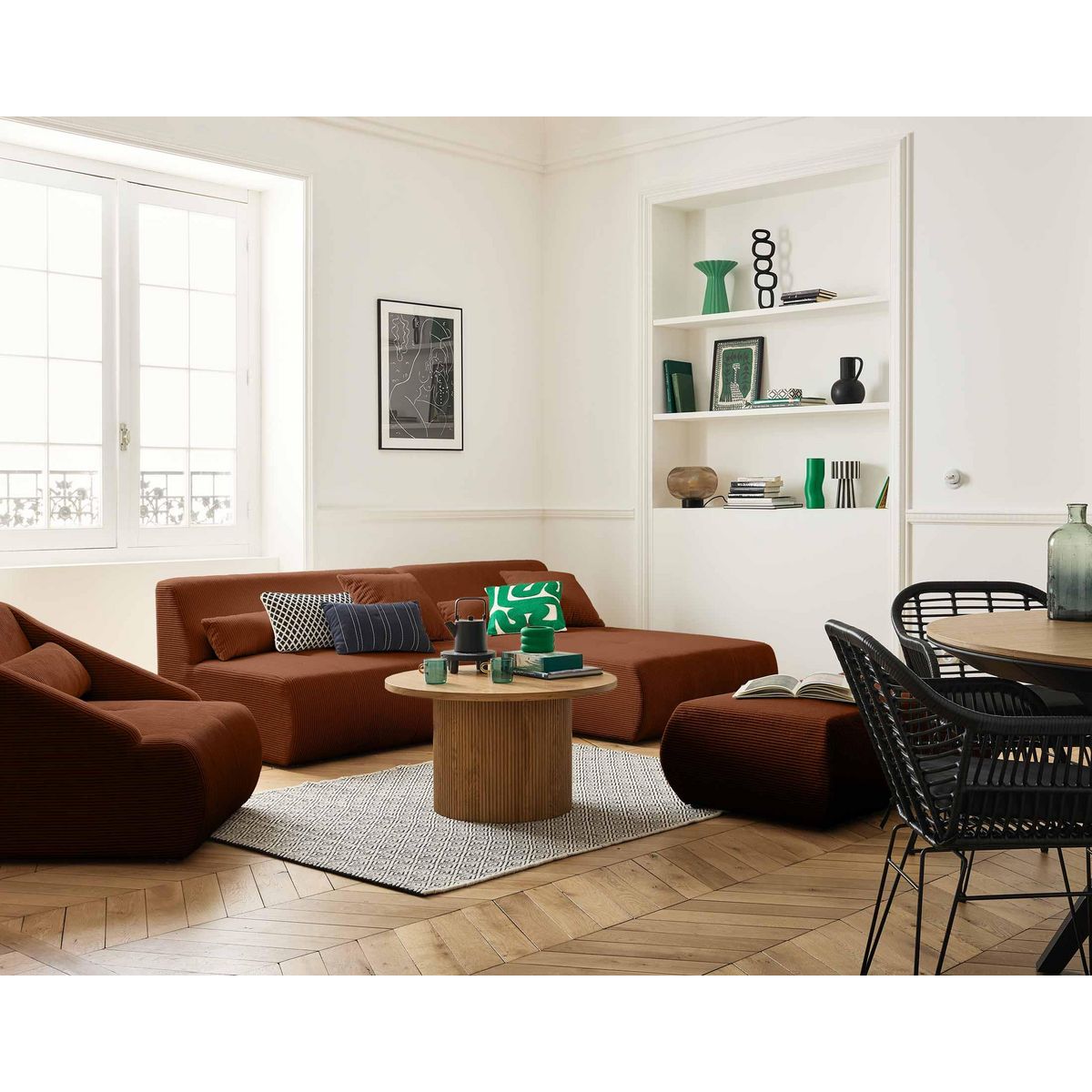 LISA DESIGN Onyx - canapé modulable d'angle réversible 4 places - en velours côtelé