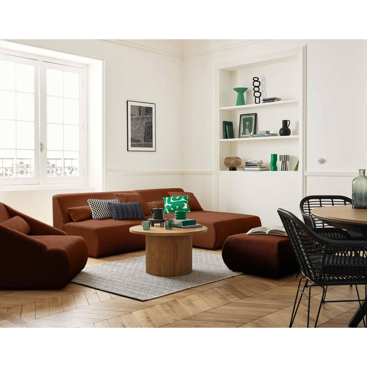 LISA DESIGN Onyx - canapé modulable d'angle réversible 4 places - en velours côtelé