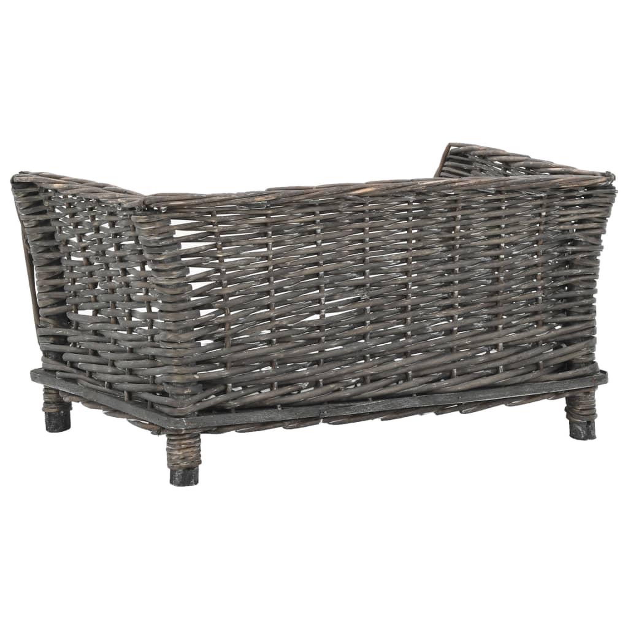 Voir la diapositive 3 : VIDAXL Panier pour chiens avec coussin Gris 50x33x30 cm Saule naturel