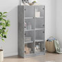 Voir la diapositive 1 : VIDAXL Buffet haut avec portes gris beton 68x37x142 cm bois ingenierie