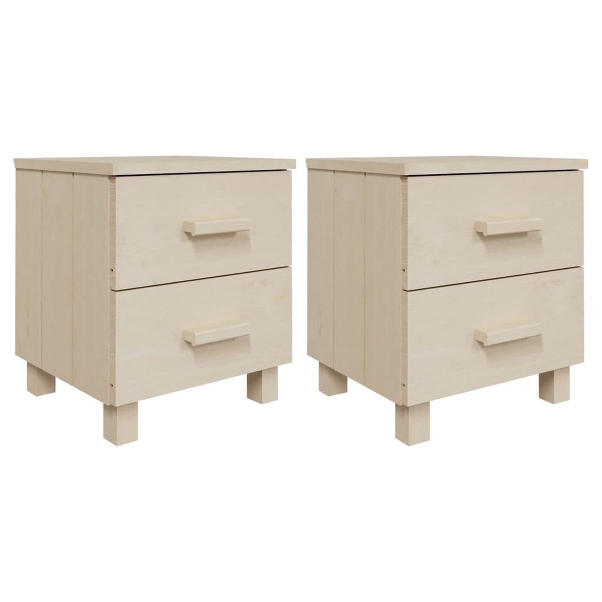Voir la diapositive 2 : VIDAXL Tables de chevet HAMAR 2pcs Marron miel 40x35x44,5cm Bois