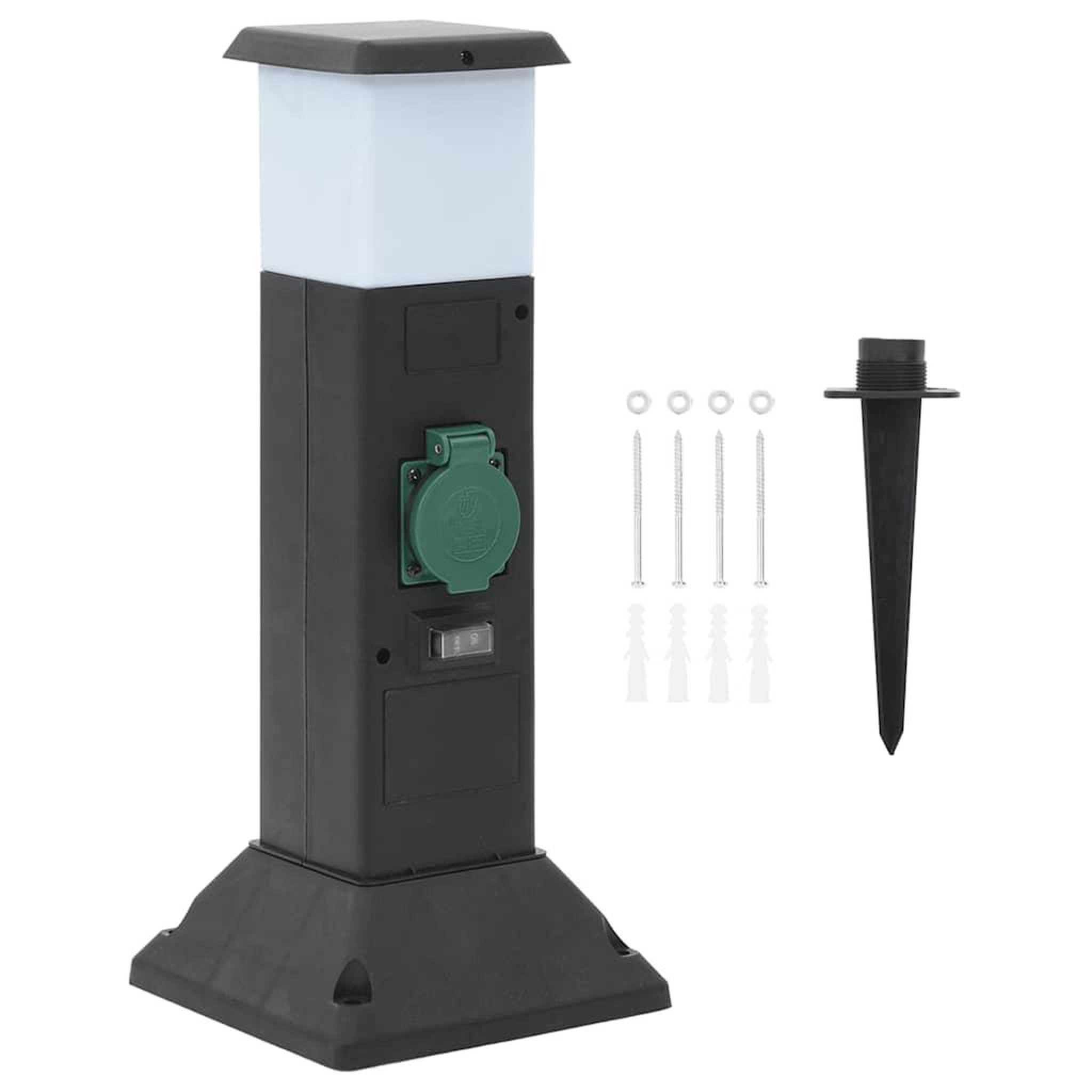 VIDAXL Colonne de prise d'exterieur avec lampe et piquet a 2 voies